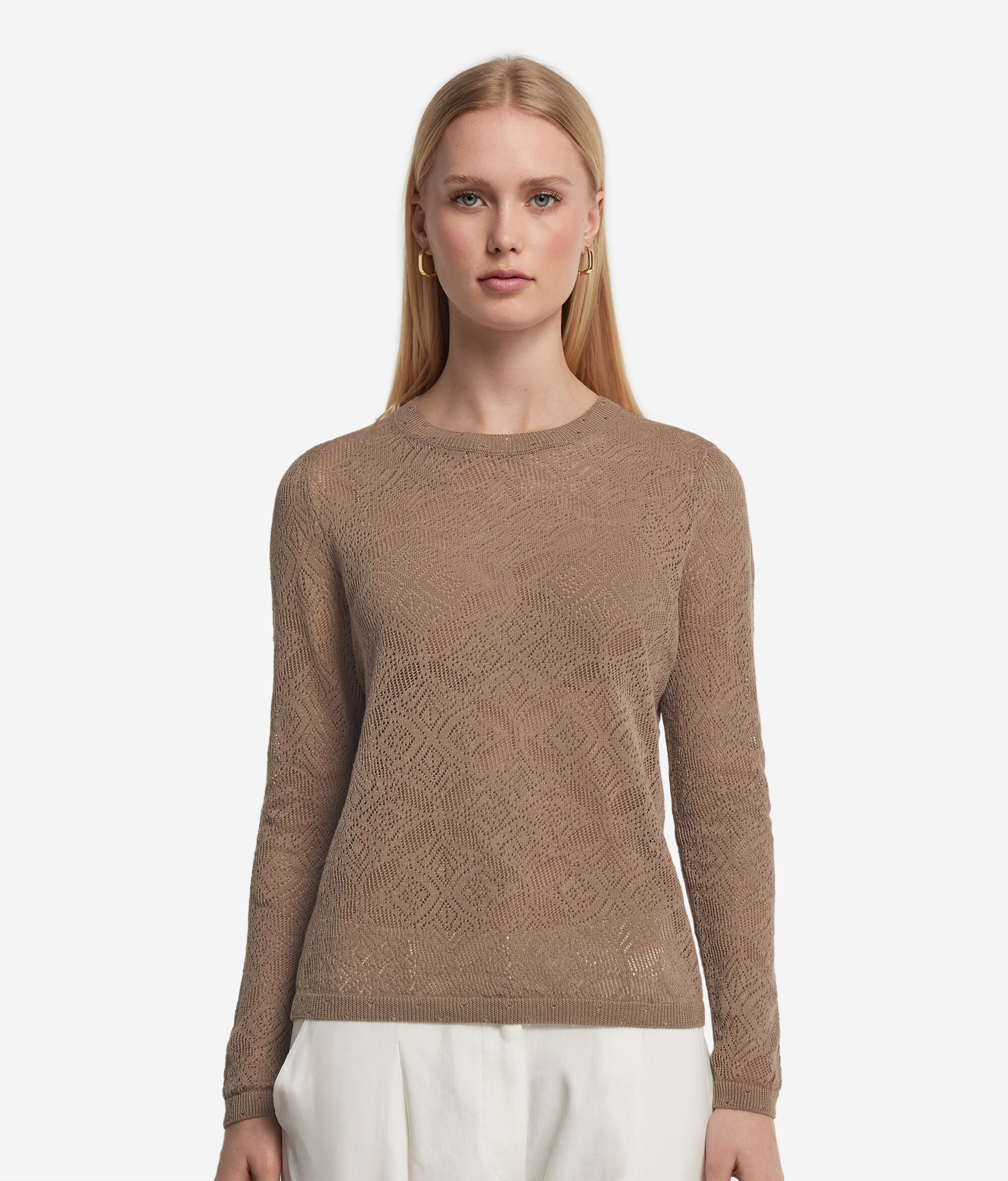 Pullover mit Lochmuster in Spitzenoptik