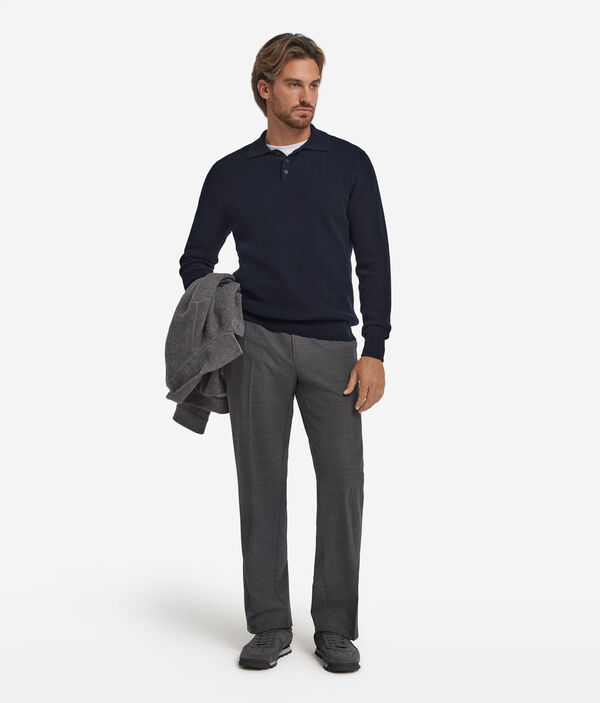 Поло вафельной вязки из ультрамягкого кашемира