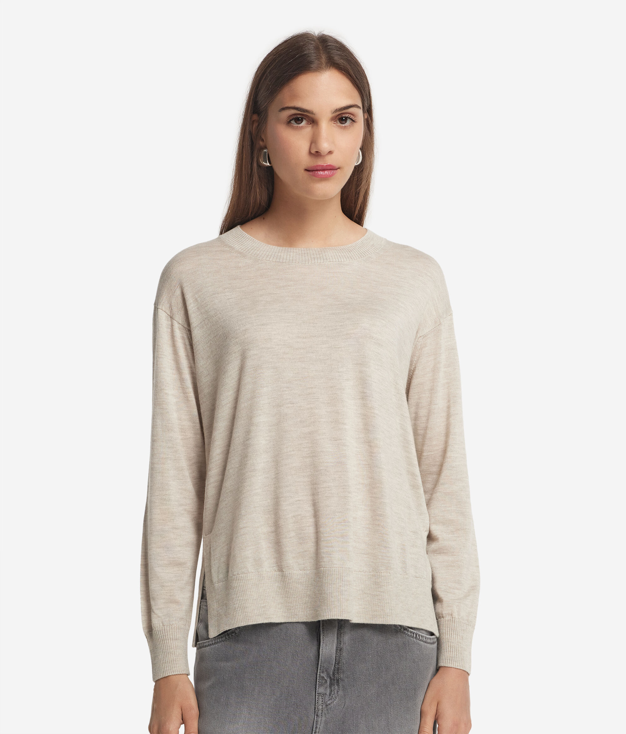 Μπλούζα με Στρογγυλή Λαιμόκοψη από Cashmere με σκισίματα