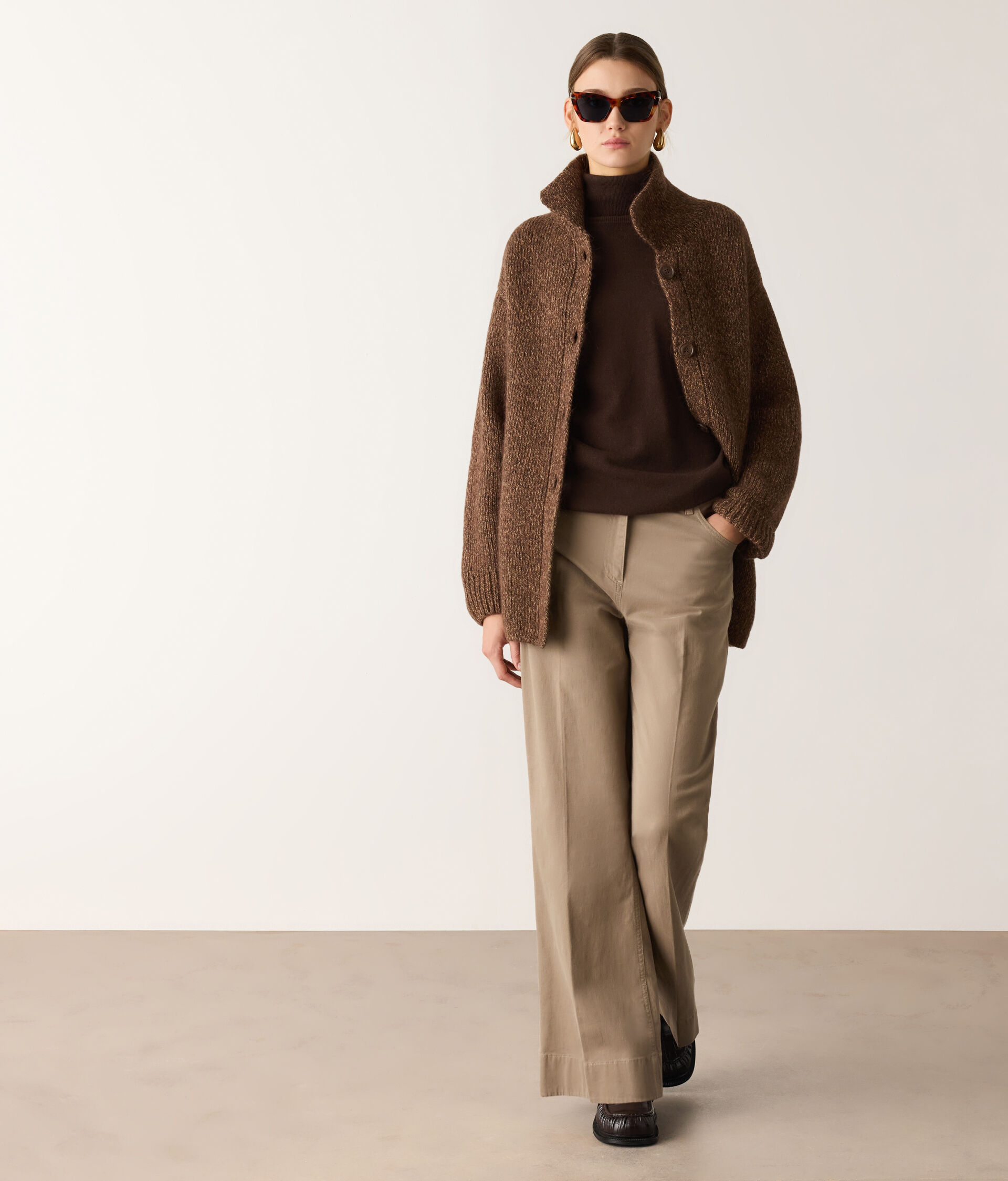 Pantalone flare in cotone cashmere
