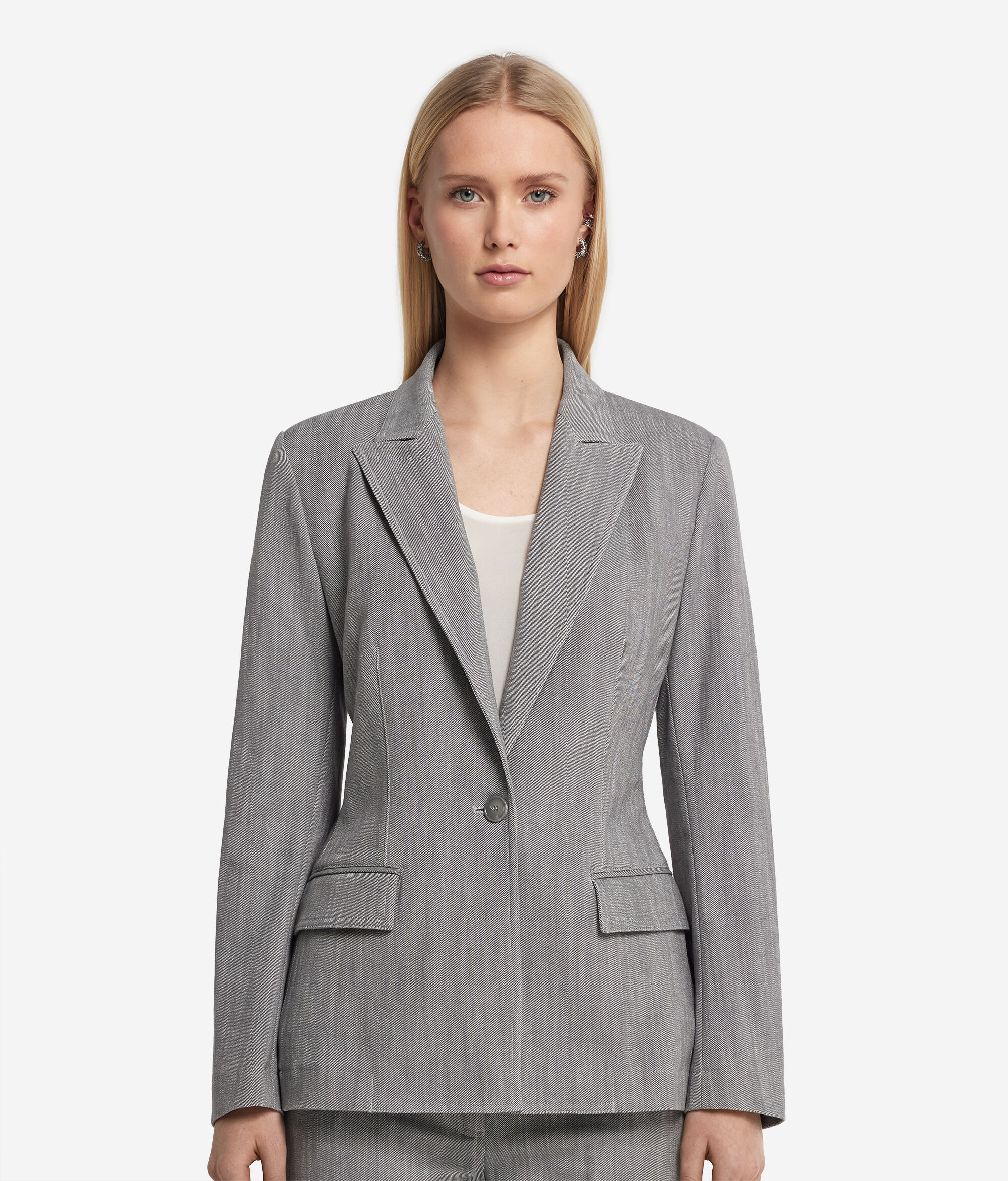 Blazer à boutonnage simple en coton