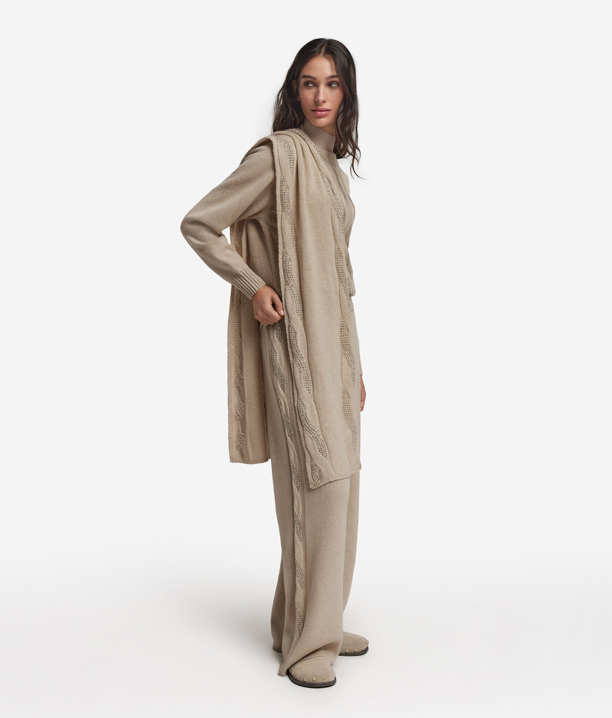 NEO B - CASHMERE | Mini Stola 180x45cm | 100% Cashmere pregiato | Filato Cardiff | Unisex | Made in Italy | Beige