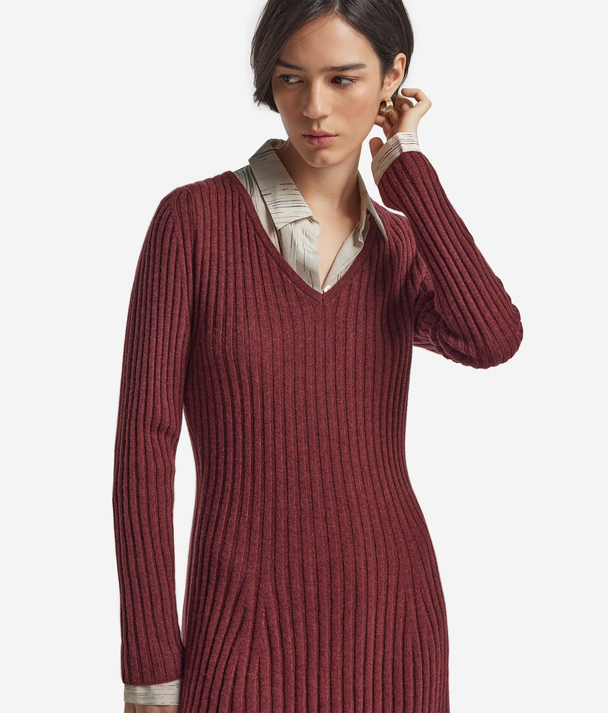 Geripptes Kleid aus Kaschmir Ultrasoft