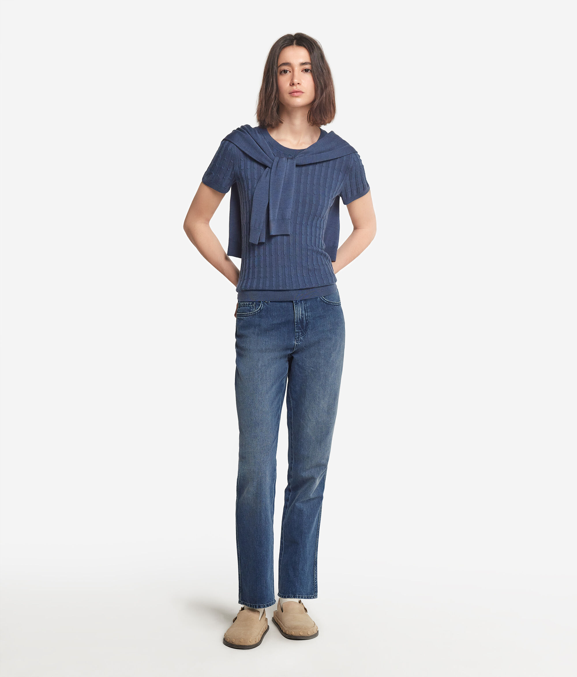 Pull à motif torsadé en cachemire ultra-fin