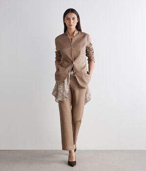 リネン＆コットン リバーシブル バイカラー パンツ