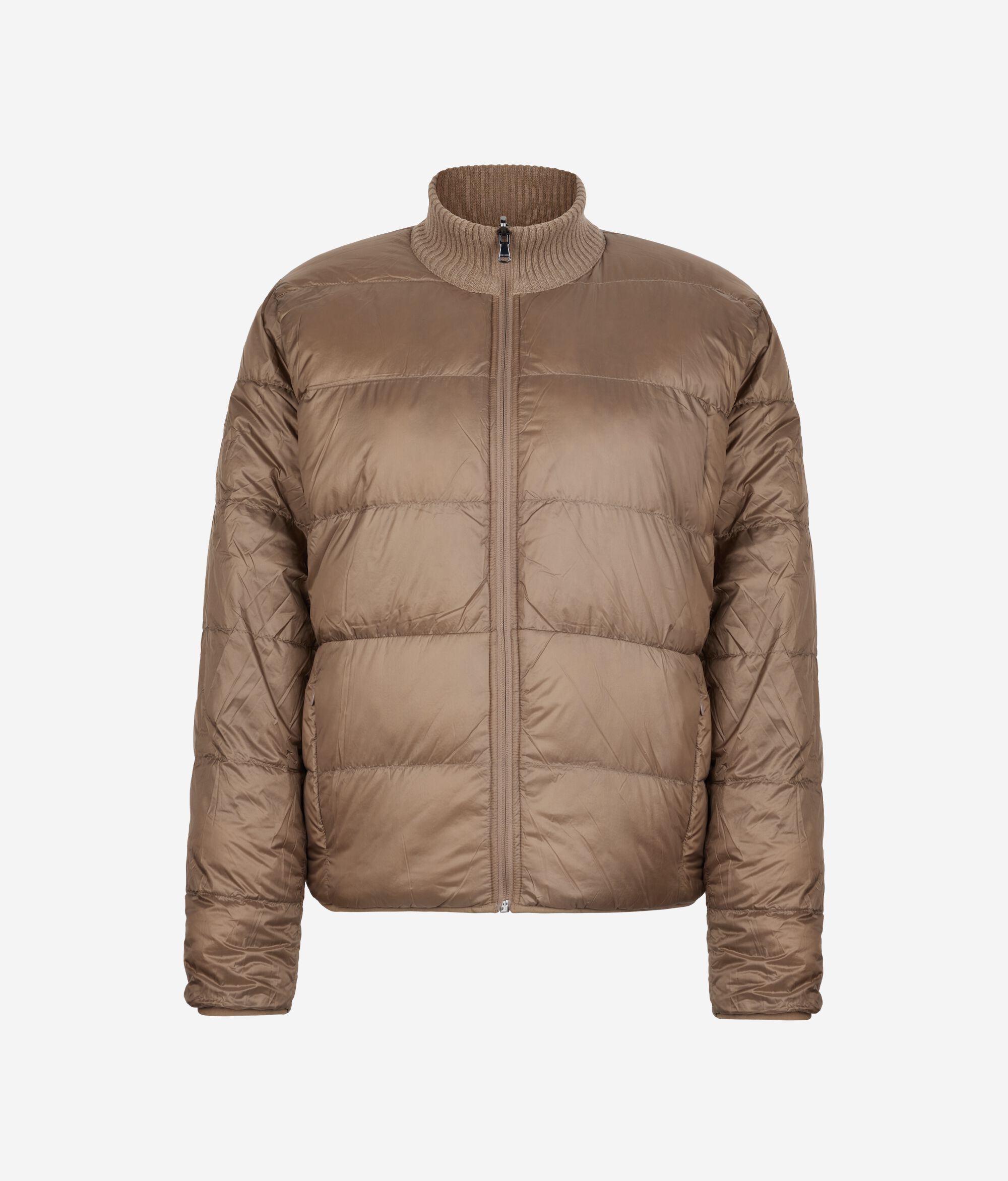 Wendedaunenjacke mit Zopfmuster aus Kaschmir und Funktionsgewebe