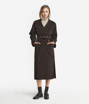 Abrigo largo con aberturas de cashmere