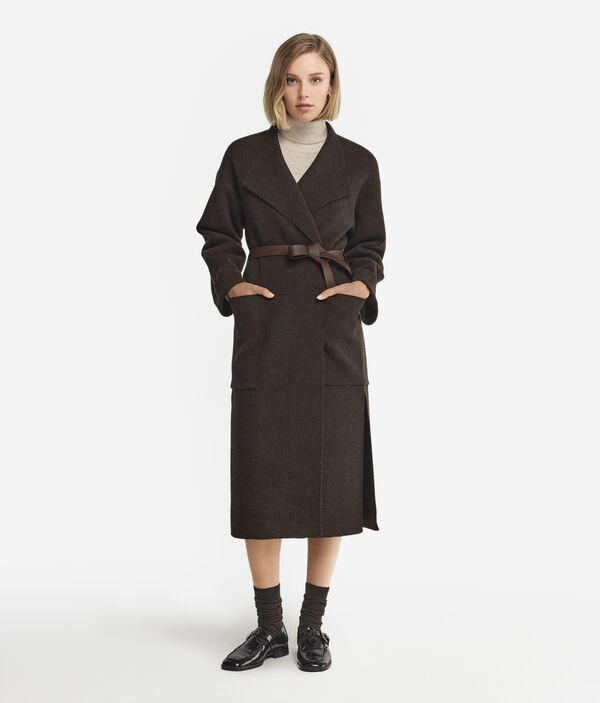Long Cashmere Coat with Slits