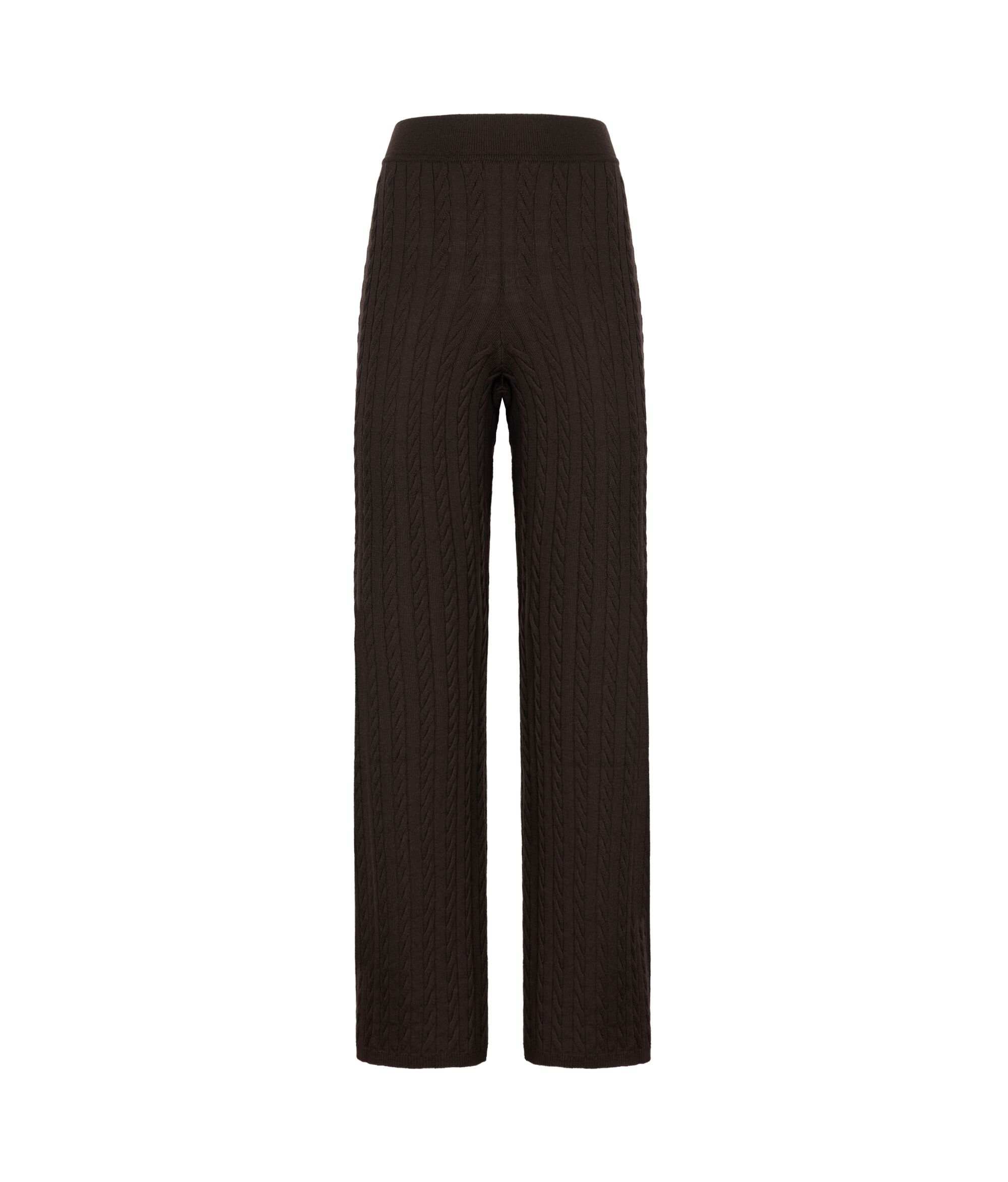 Weite Wollhose mit Zopfmuster