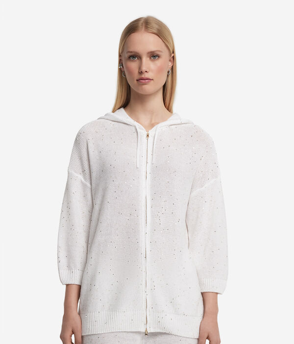 Толстовка изо льна и хлопка с микропайетками