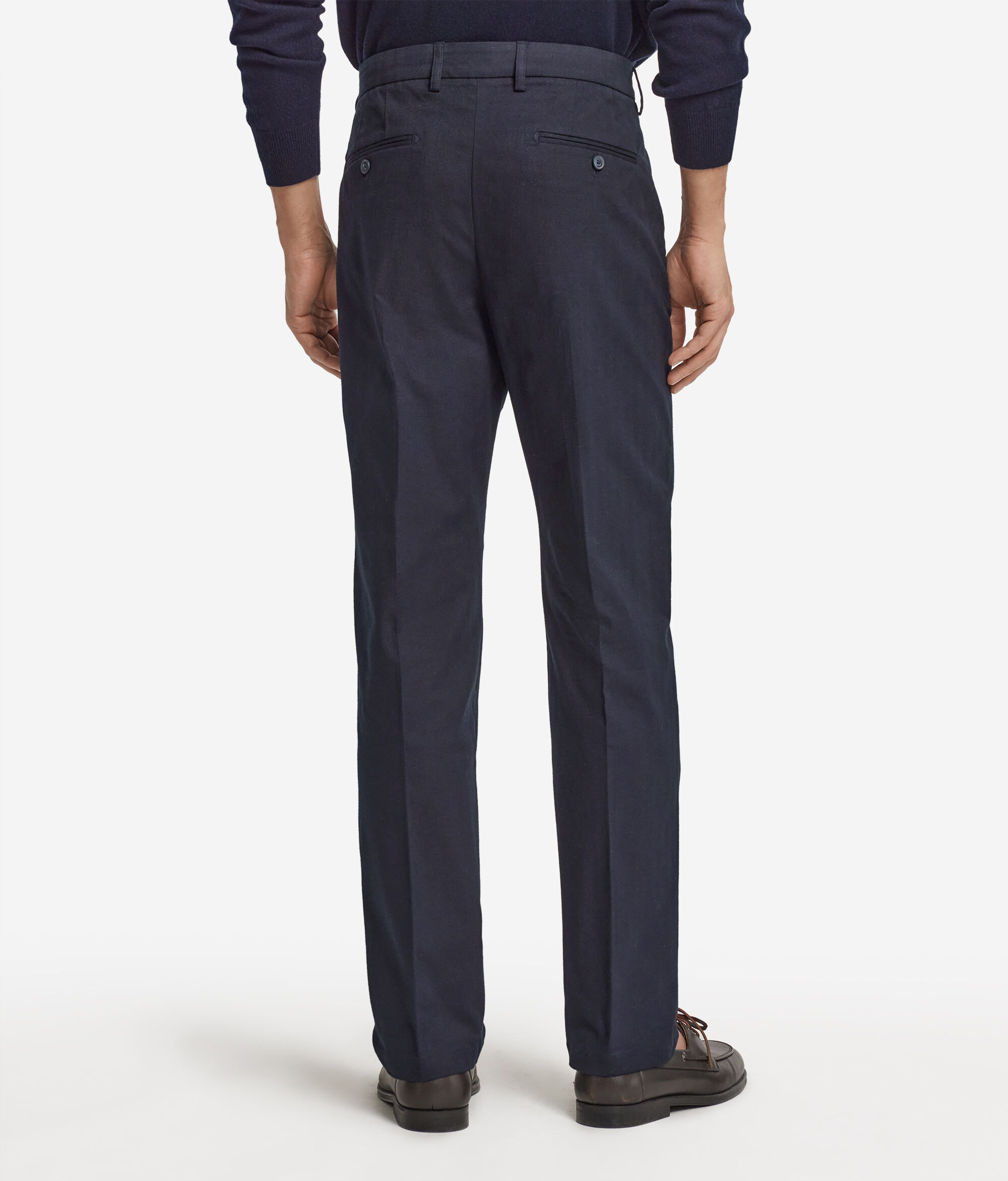 Pantaloni chino cu model în spic din bumbac și cașmir