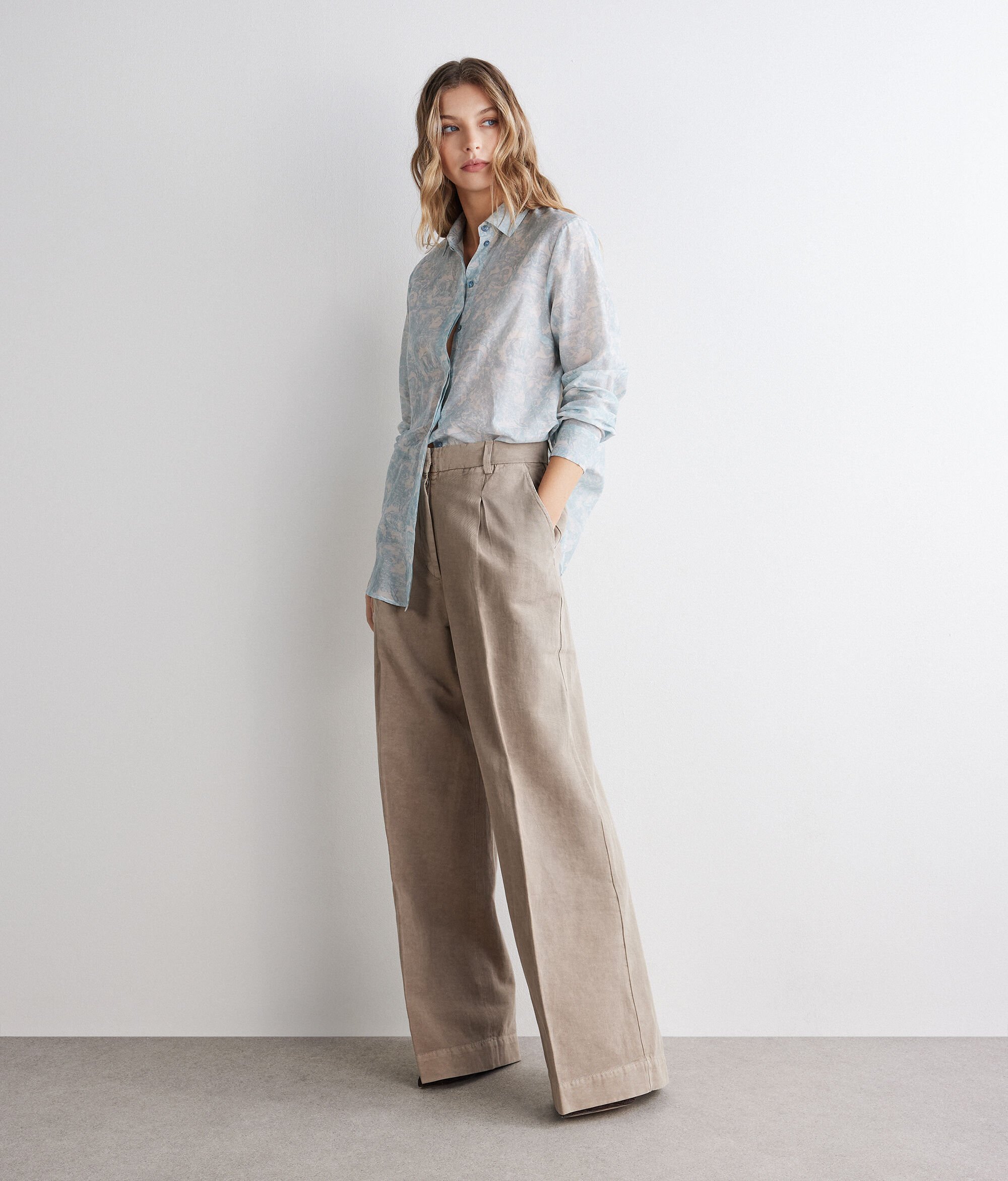 Mineral earth wide-leg trousers