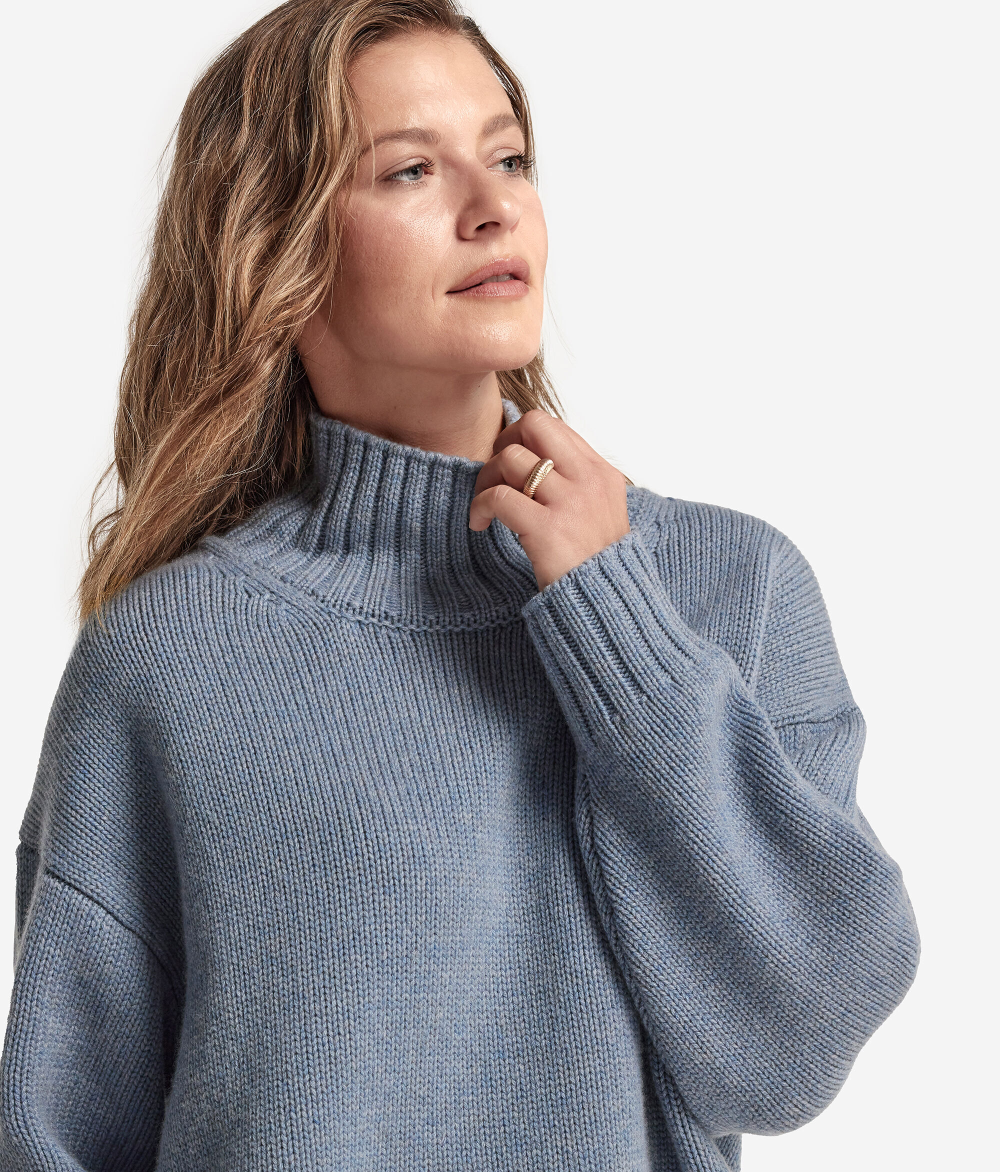 Pull à col cheminée en tricot de cachemire