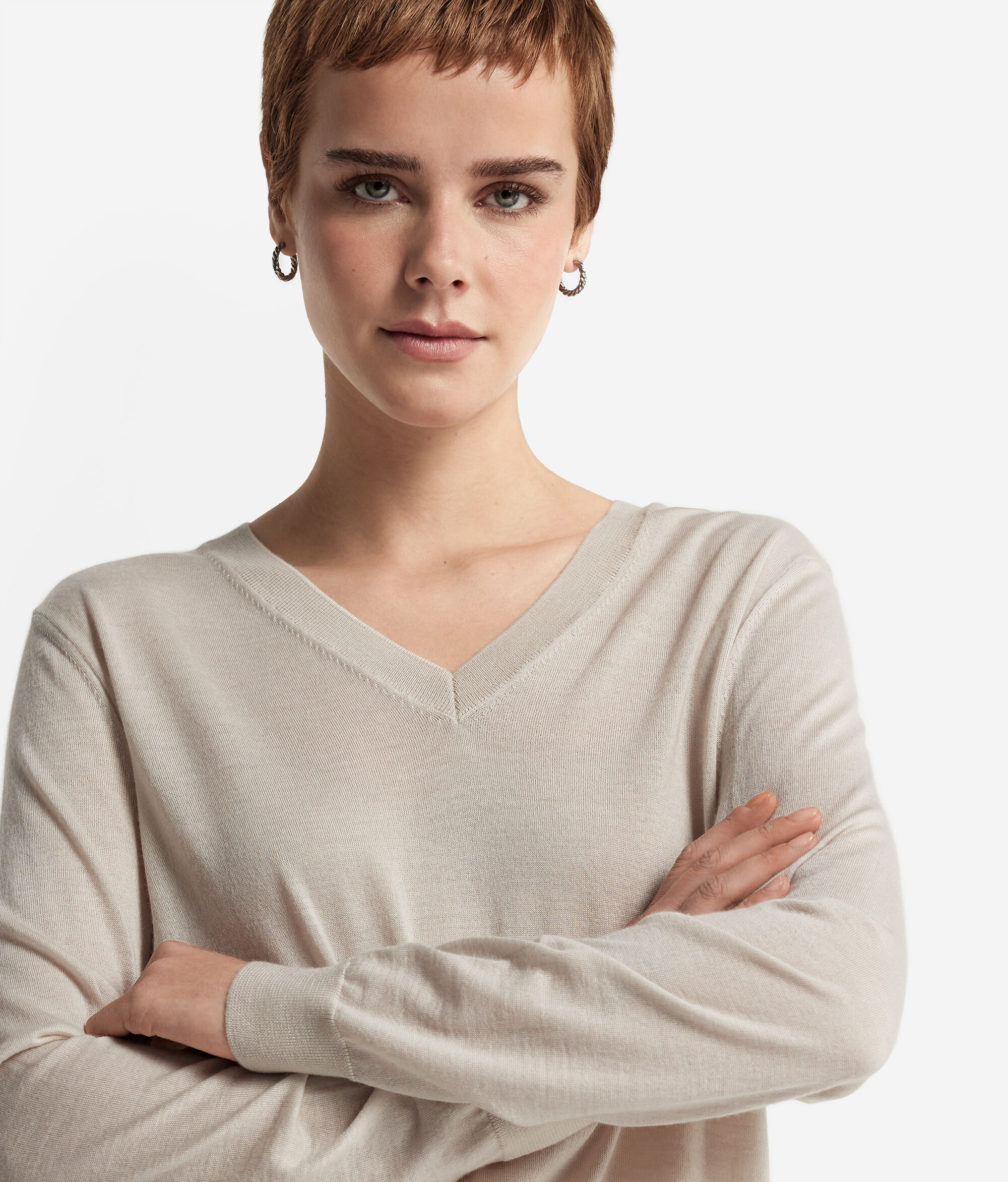 Pull à col V en cachemire ultra-fin