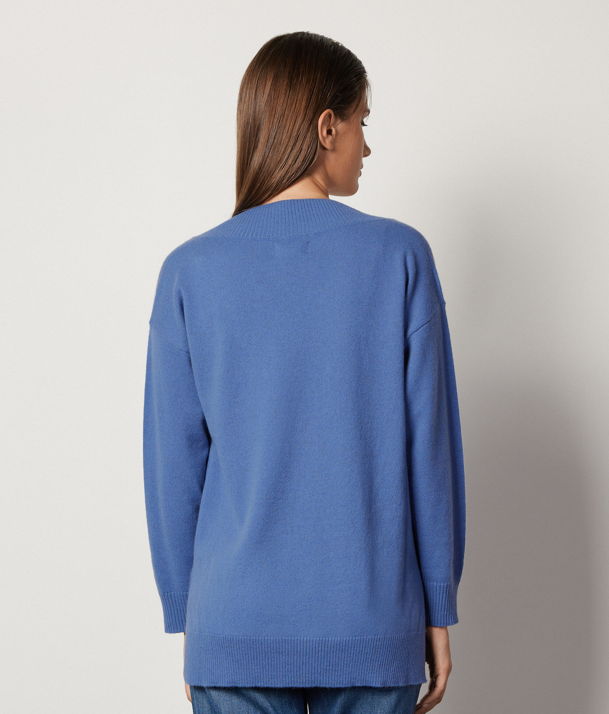 Maxi-Pullover aus Kaschmir Ultrasoft mit V-Ausschnitt