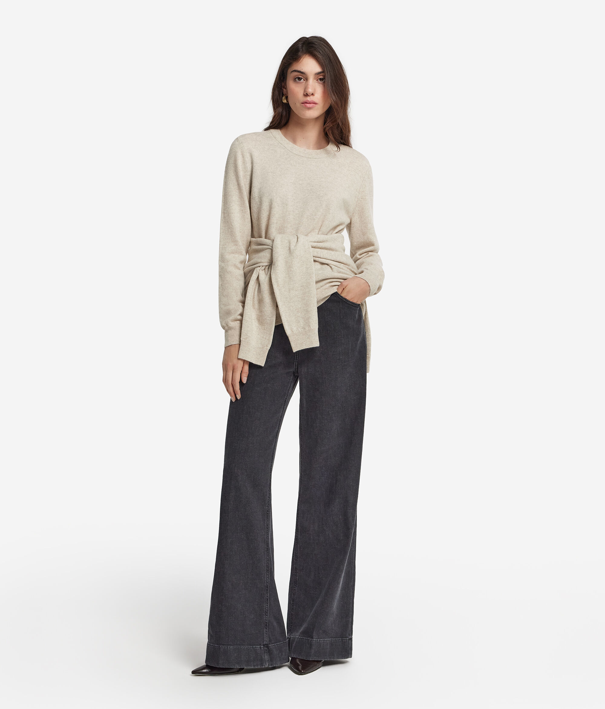 Pull à col rond et manches longues en cachemire ultra-doux