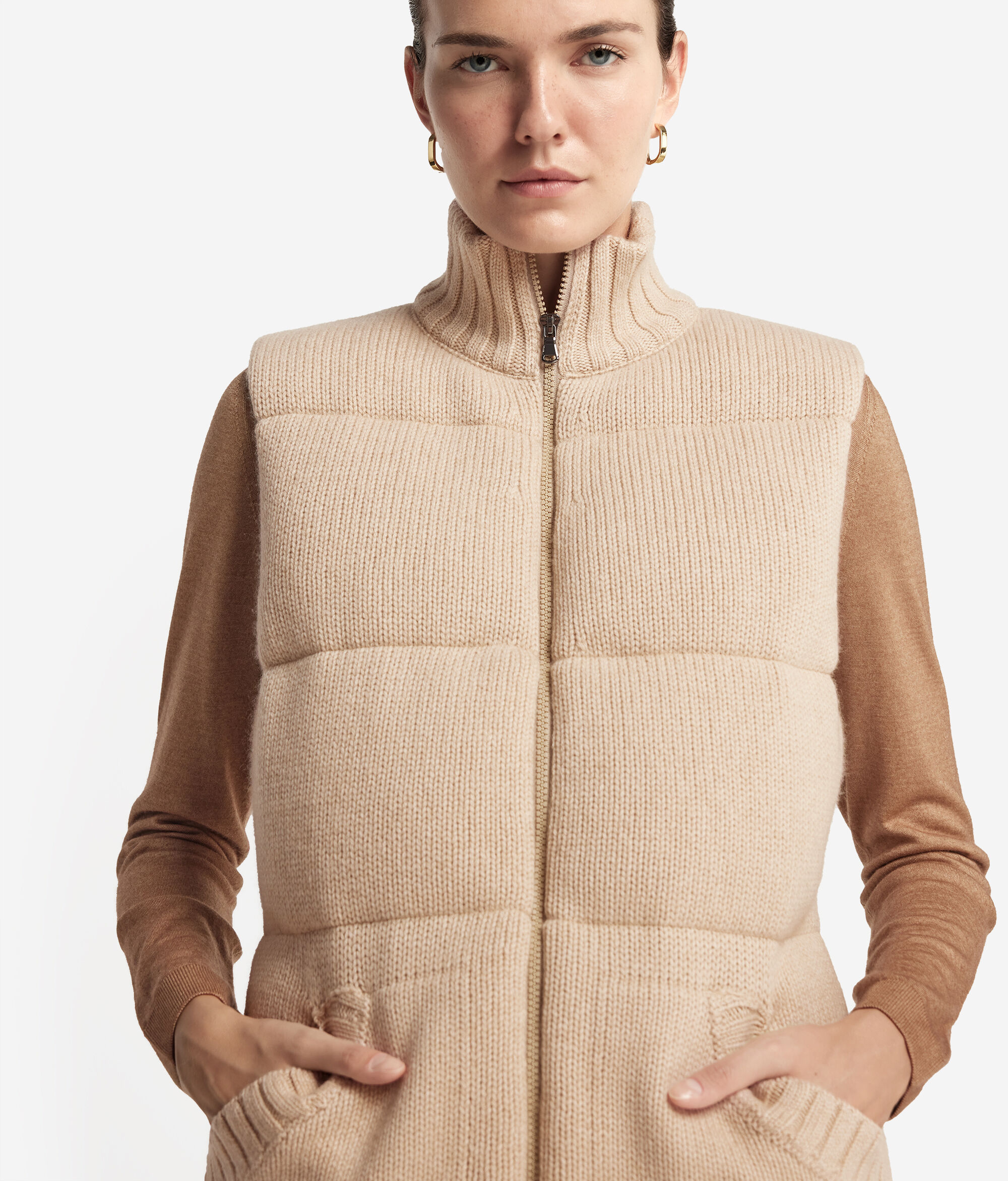 Doudoune sans manches en tricot de cachemire