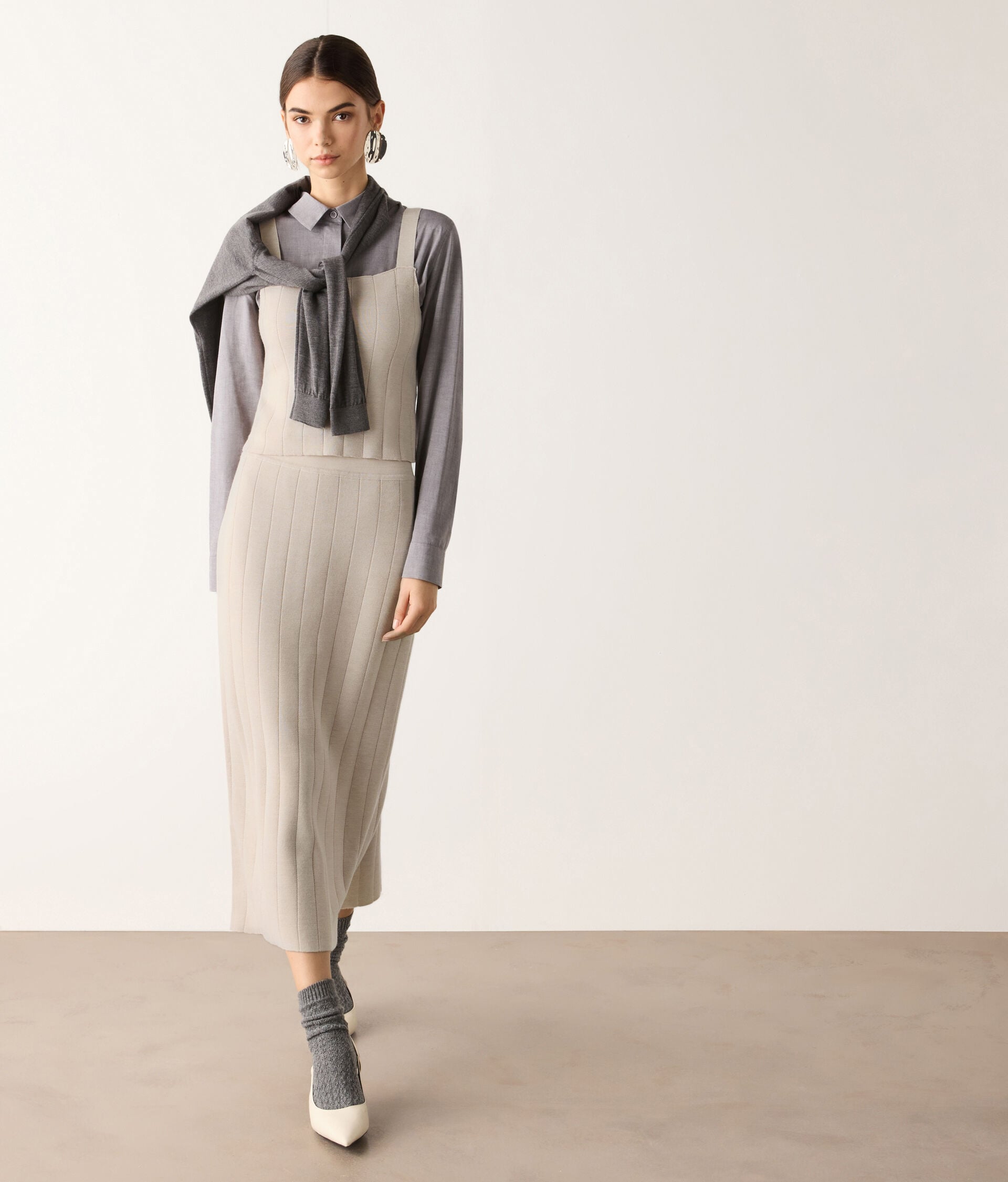 Wool pinstripe skirt