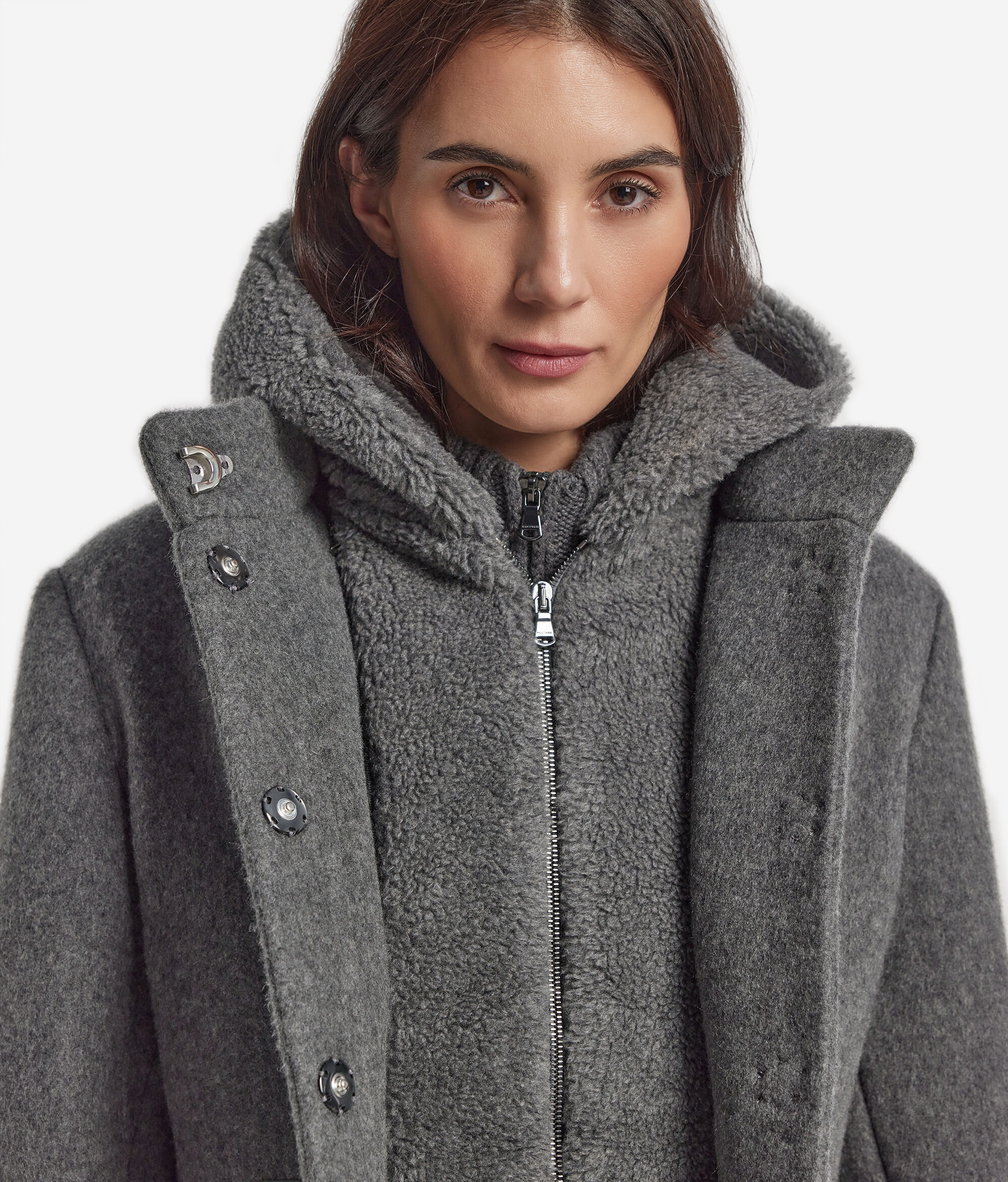Manteau à capuche en cachemire