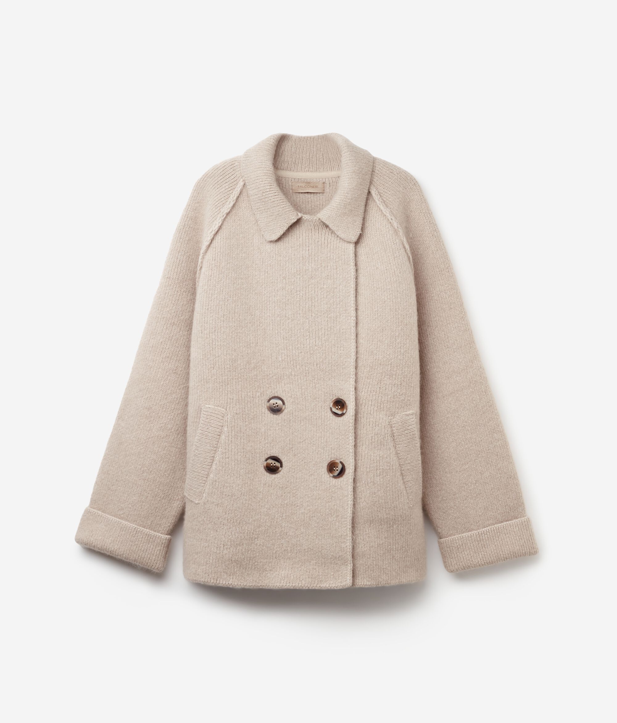 Двубортное пальто из шерсти альпака