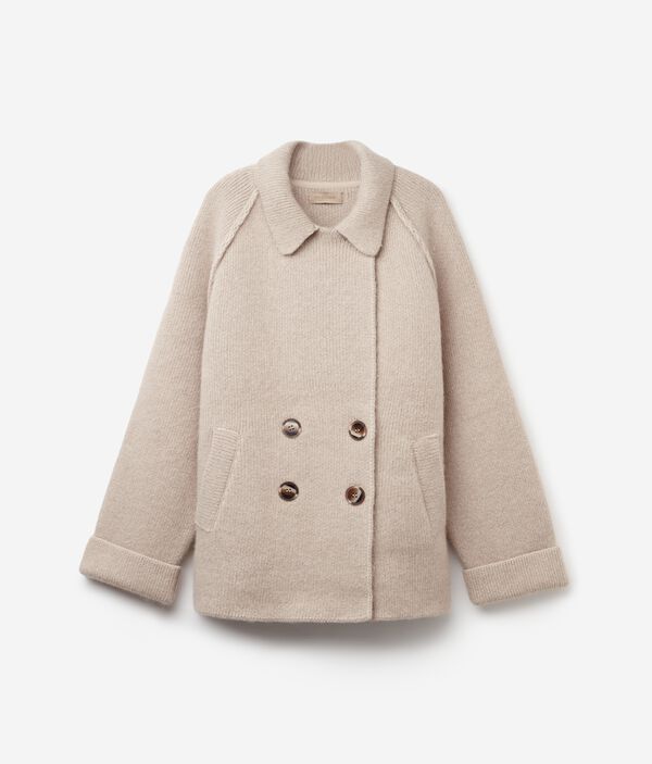 Двубортное пальто из шерсти альпака