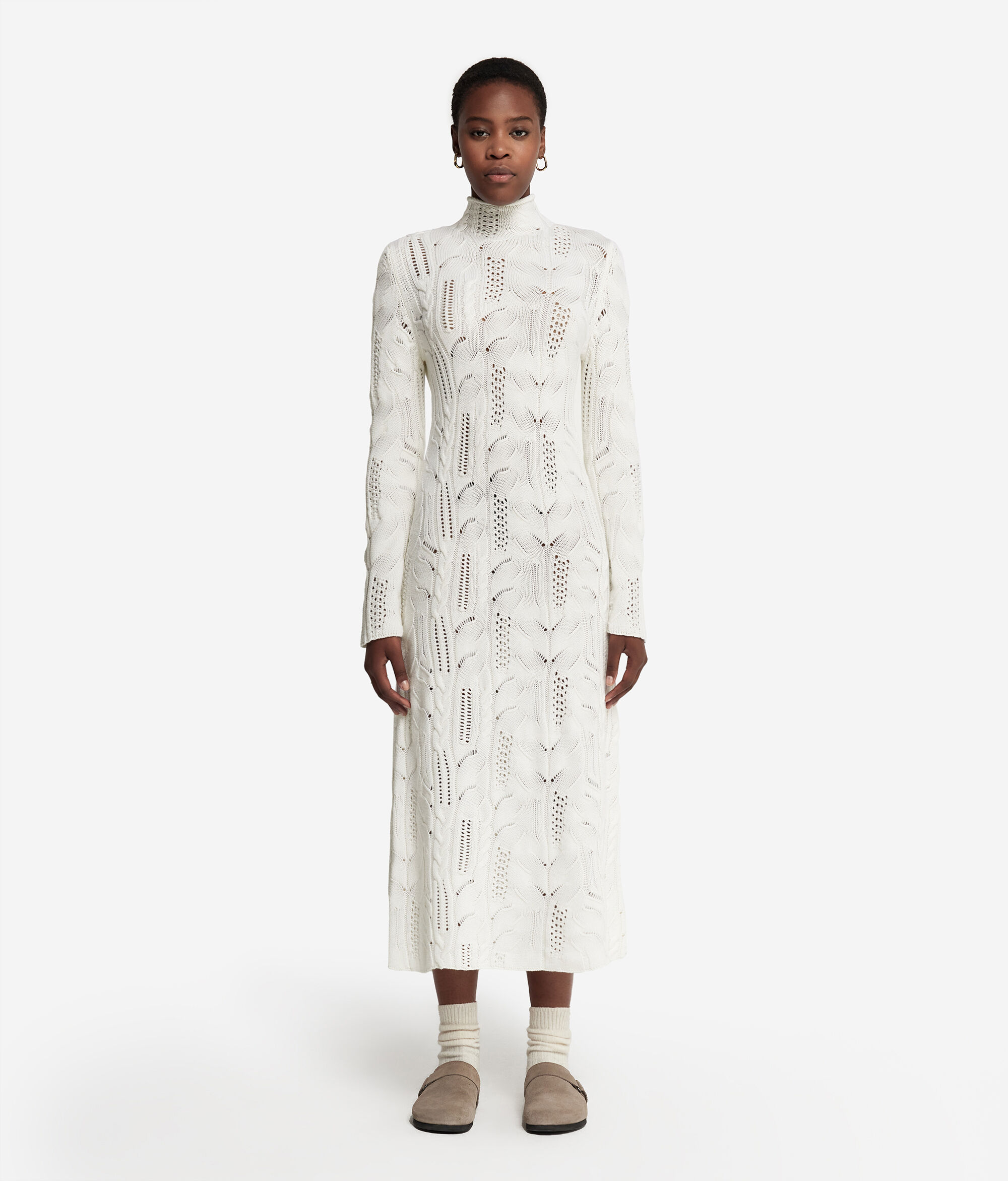 Wool Dress with Cable Pattern