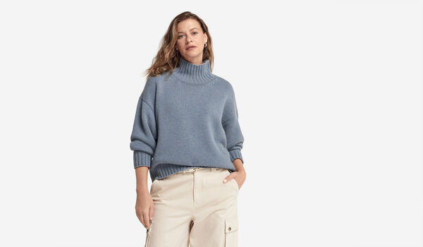 Pull à col cheminée en tricot de cachemire