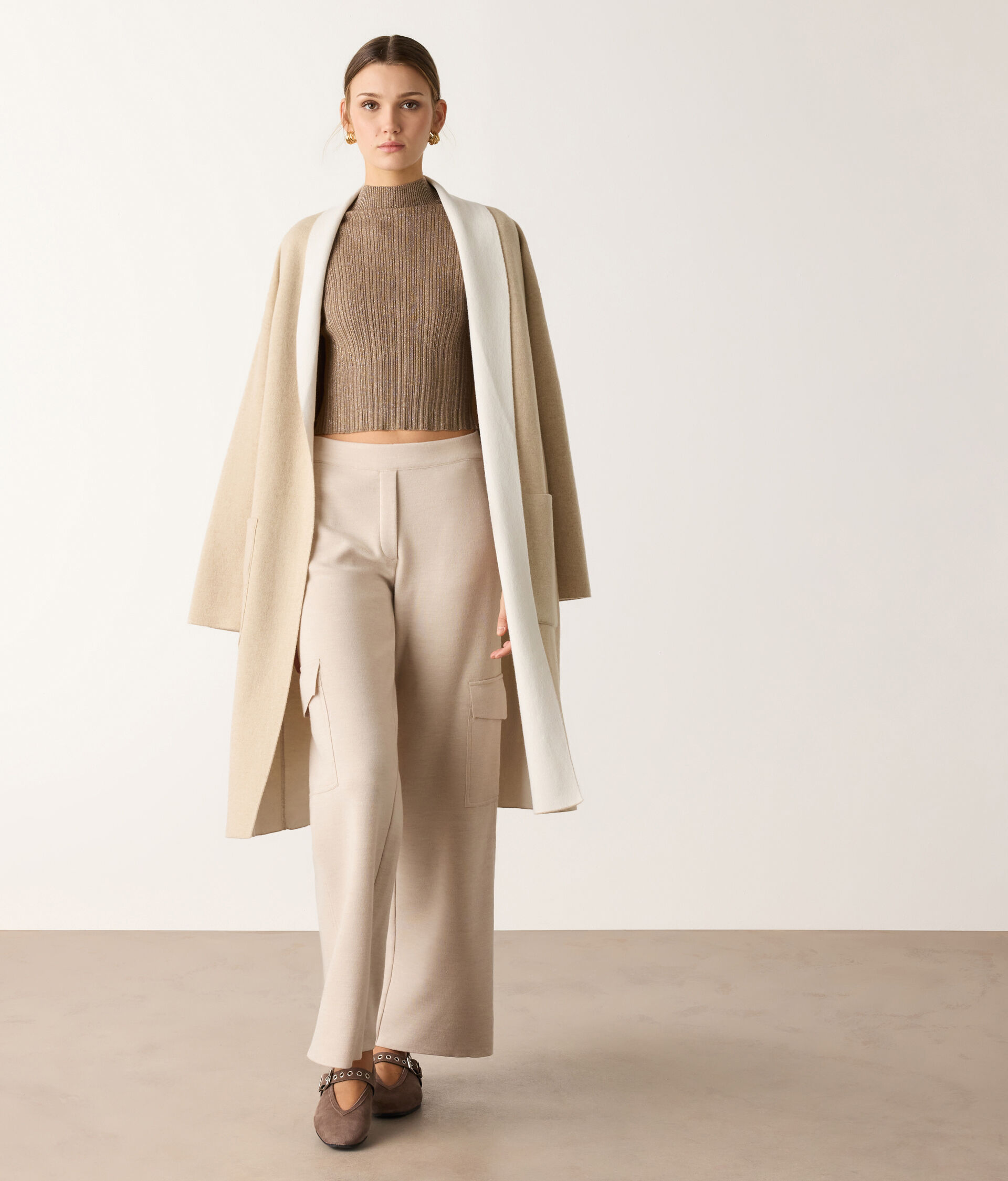 Cashmere lamé crossover sweater