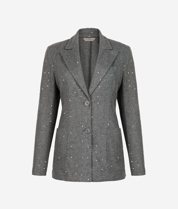 Жакет в тонкую полоску из шерсти с пайетками