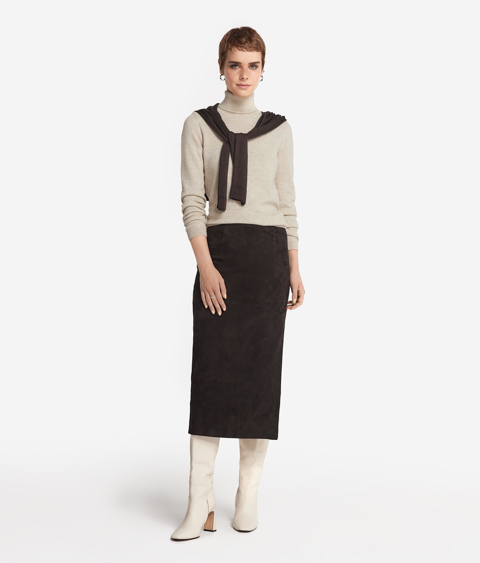 Maletă cu guler înalt din cașmir ultrasoft