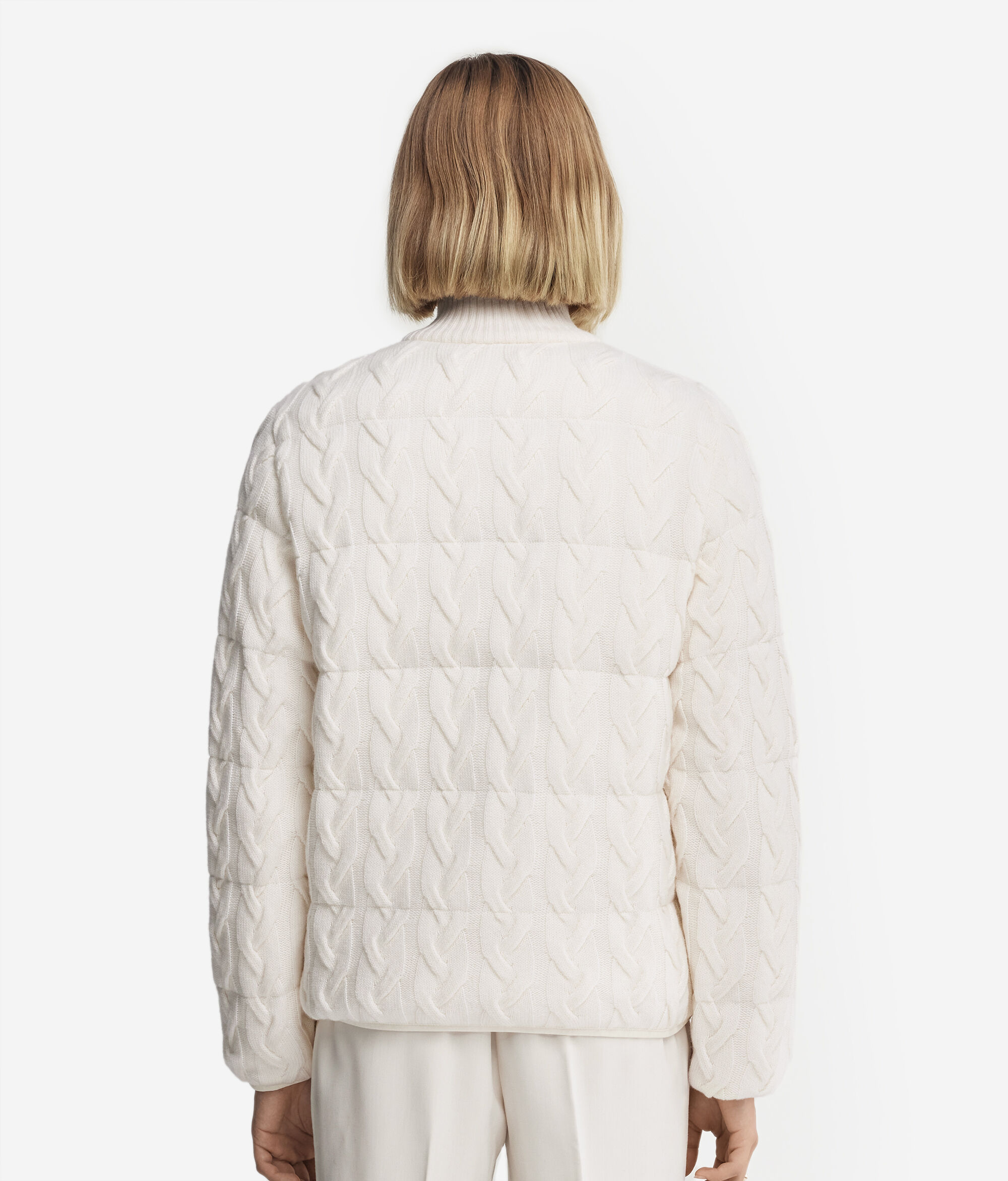 Двусторонний пуховик из кашемира с косами