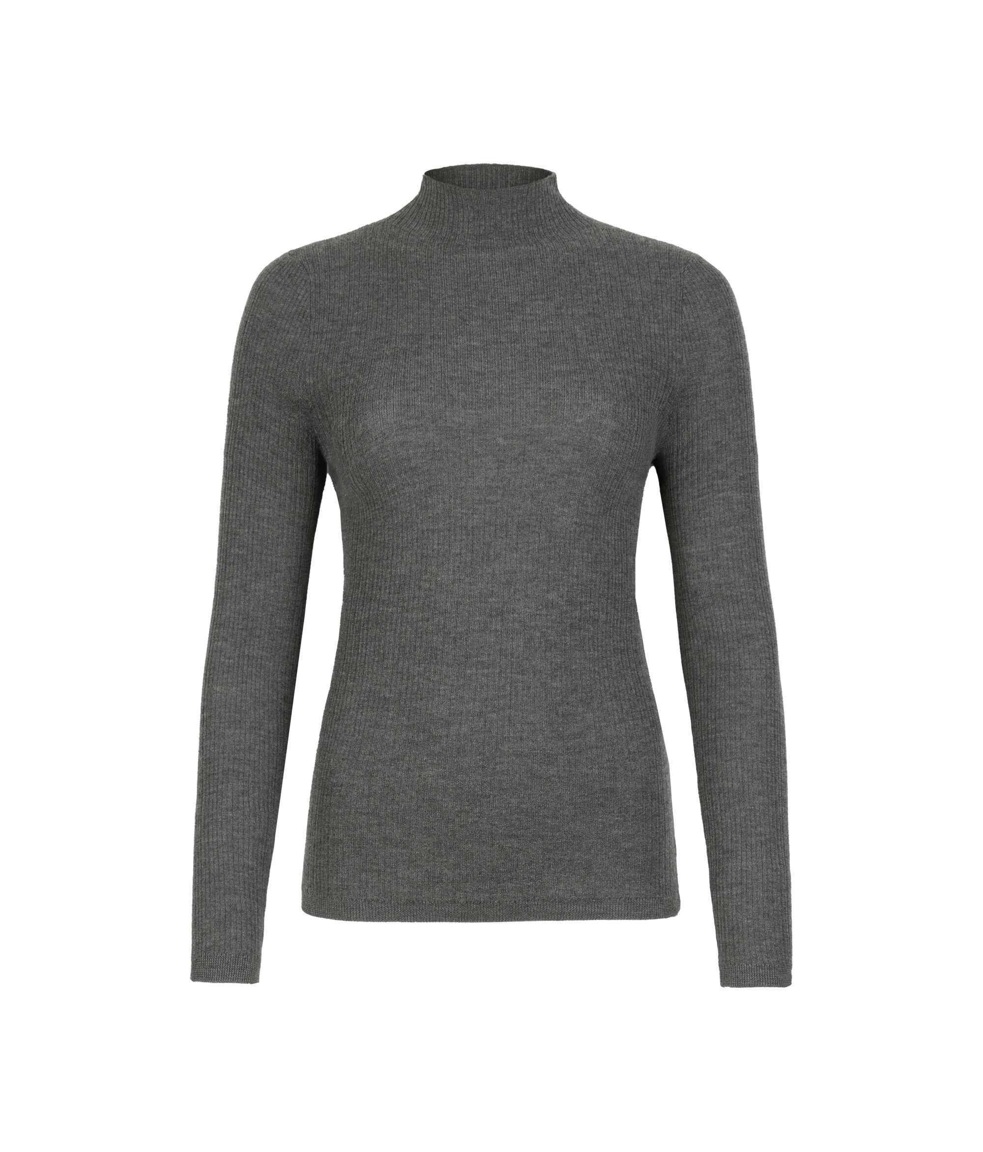 Pull à col roulé côtelé en cachemire ultra-fin