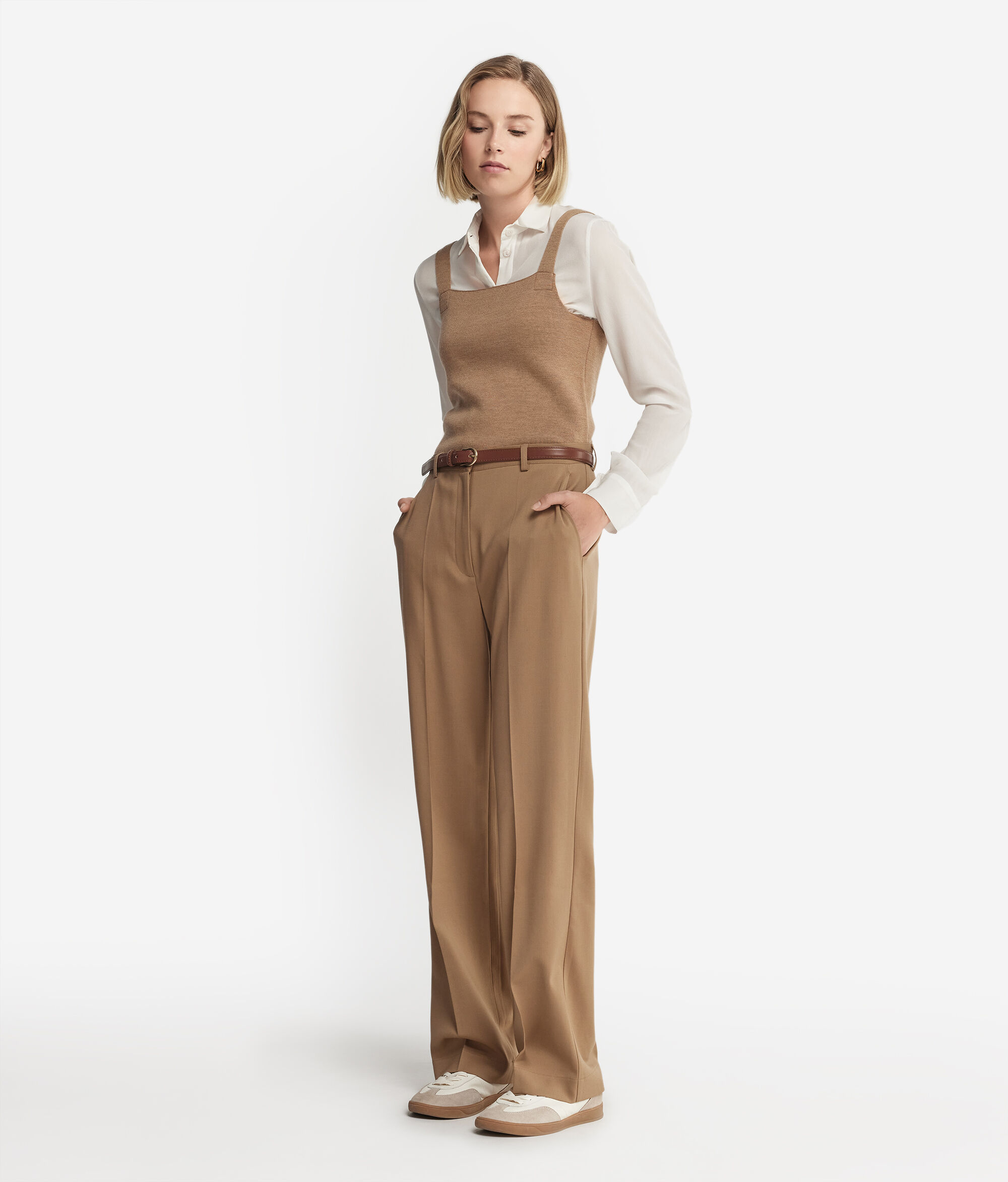 Crop Top Punto Stoffa in Lana