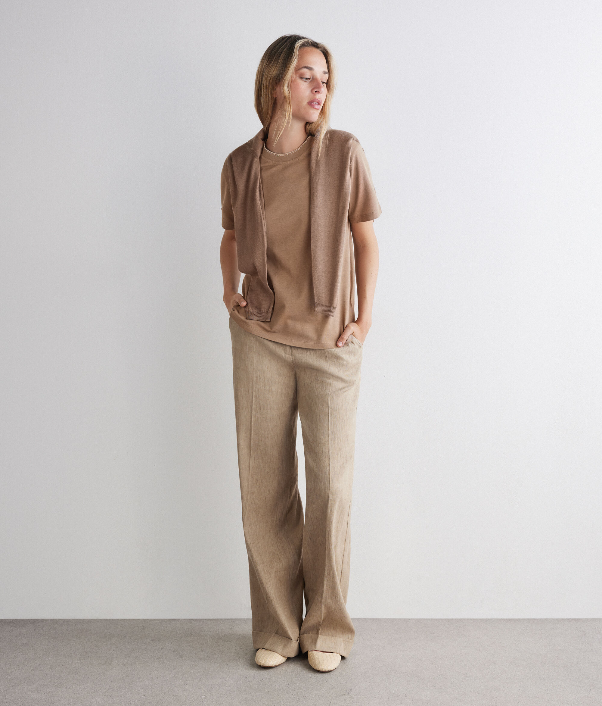 Tricou din piquet cu guler tricotat