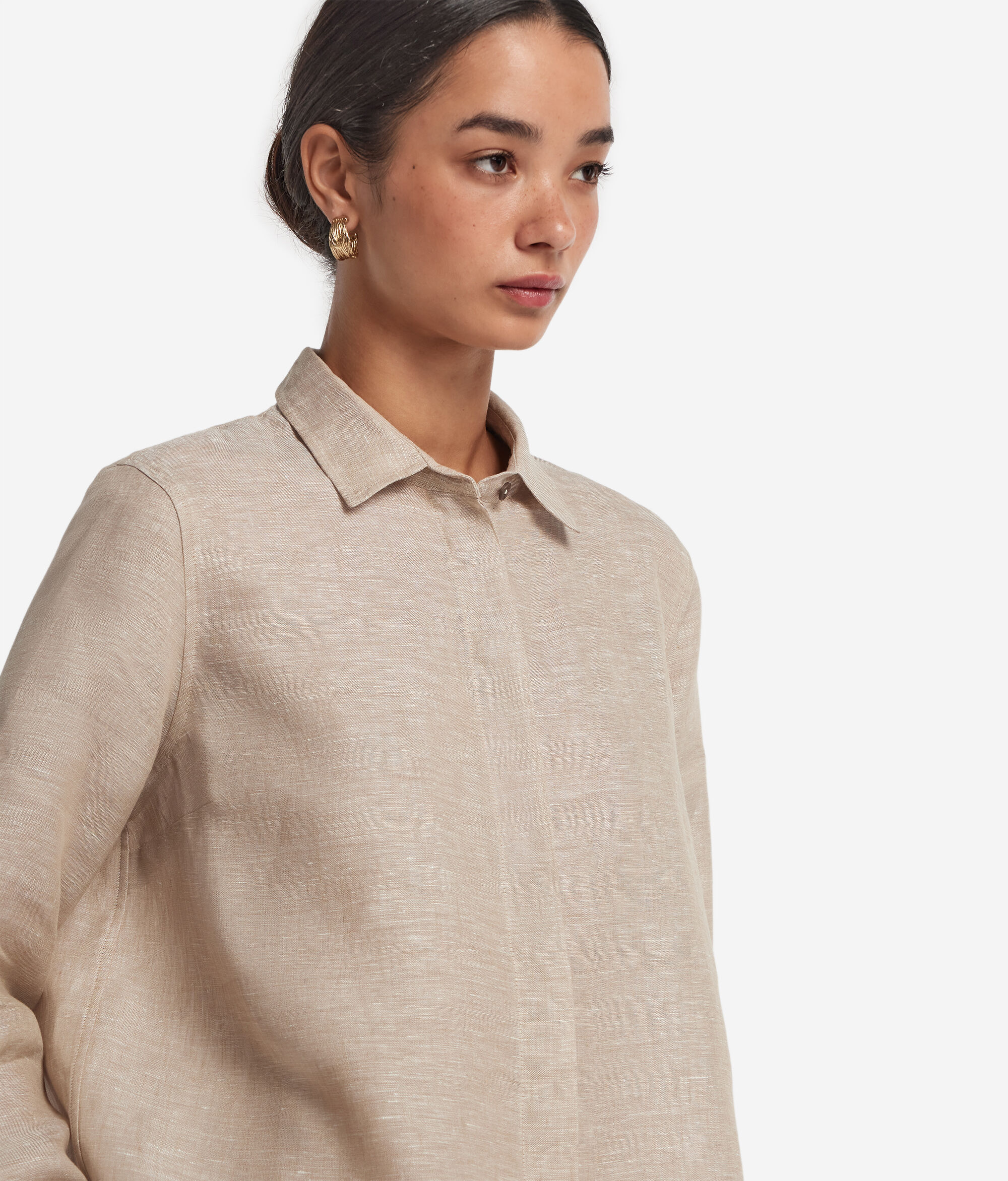 Long-Sleeved Linen Shirt
