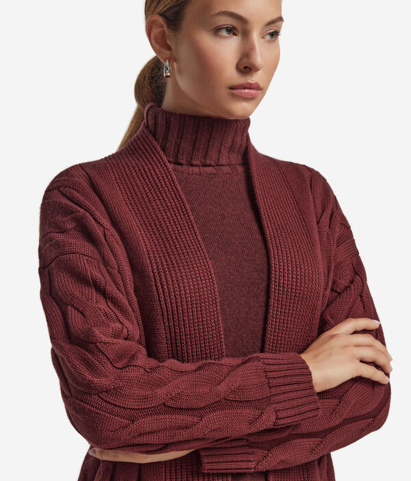 Кардиган из шерсти с узором «косичка»