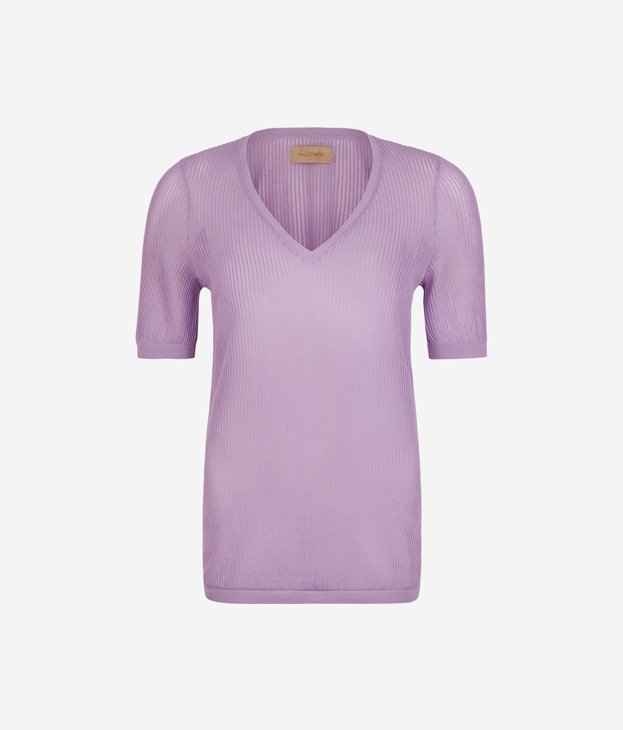 Camisola com decote em V em ponto aberto