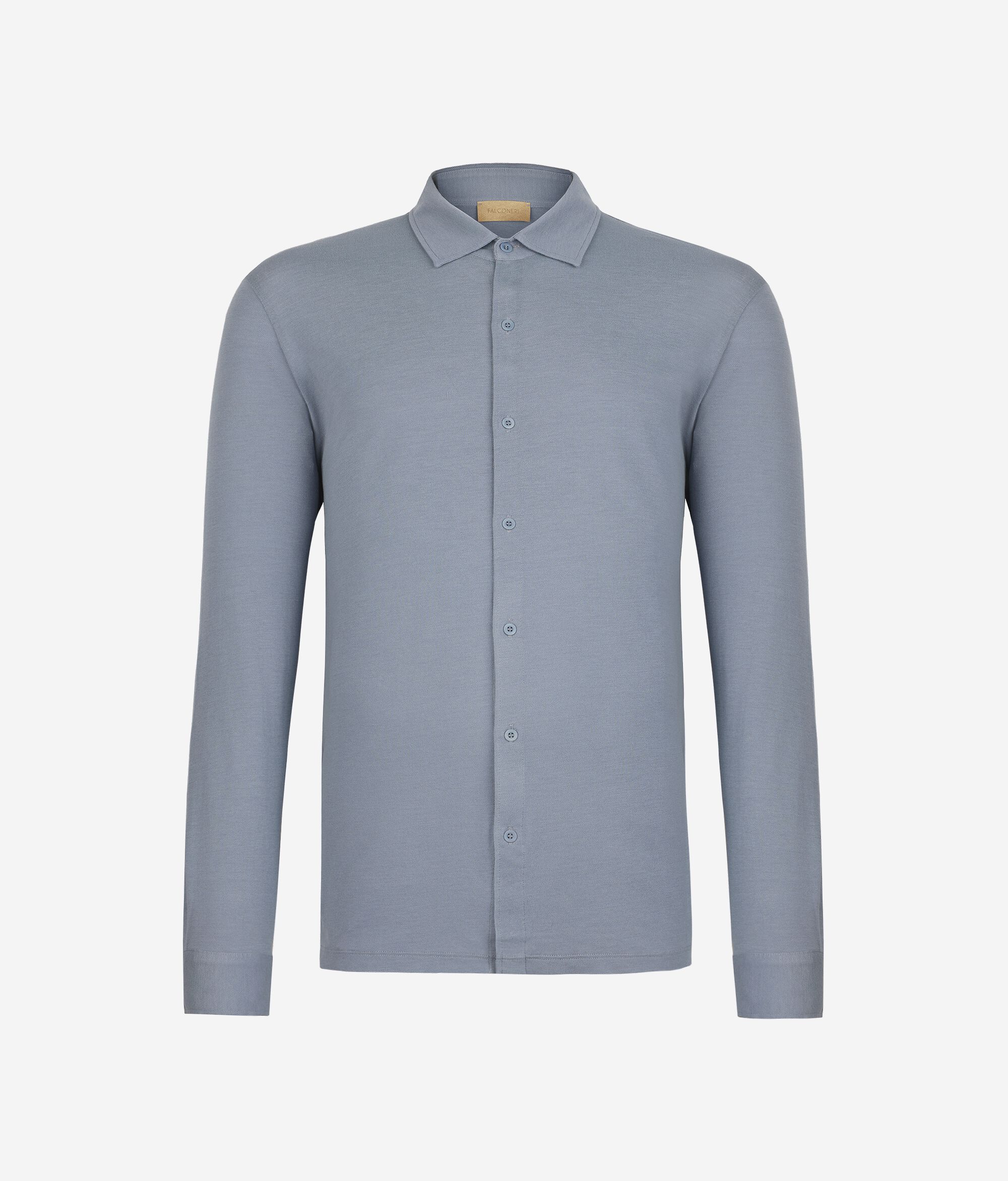 Camisa de màniga llarga de piqué de cotó i seda