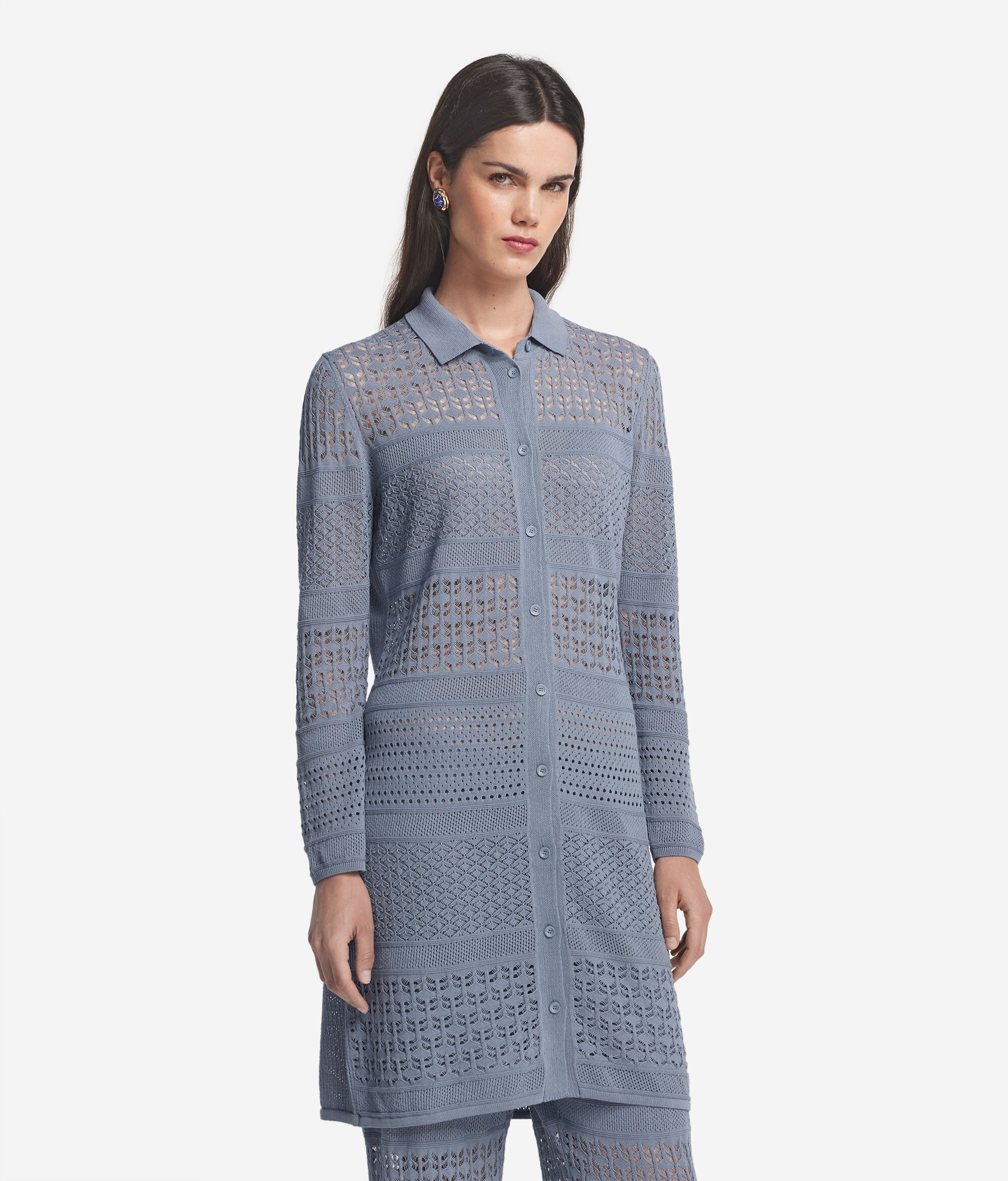 Crochet Cotton Shirt Dress