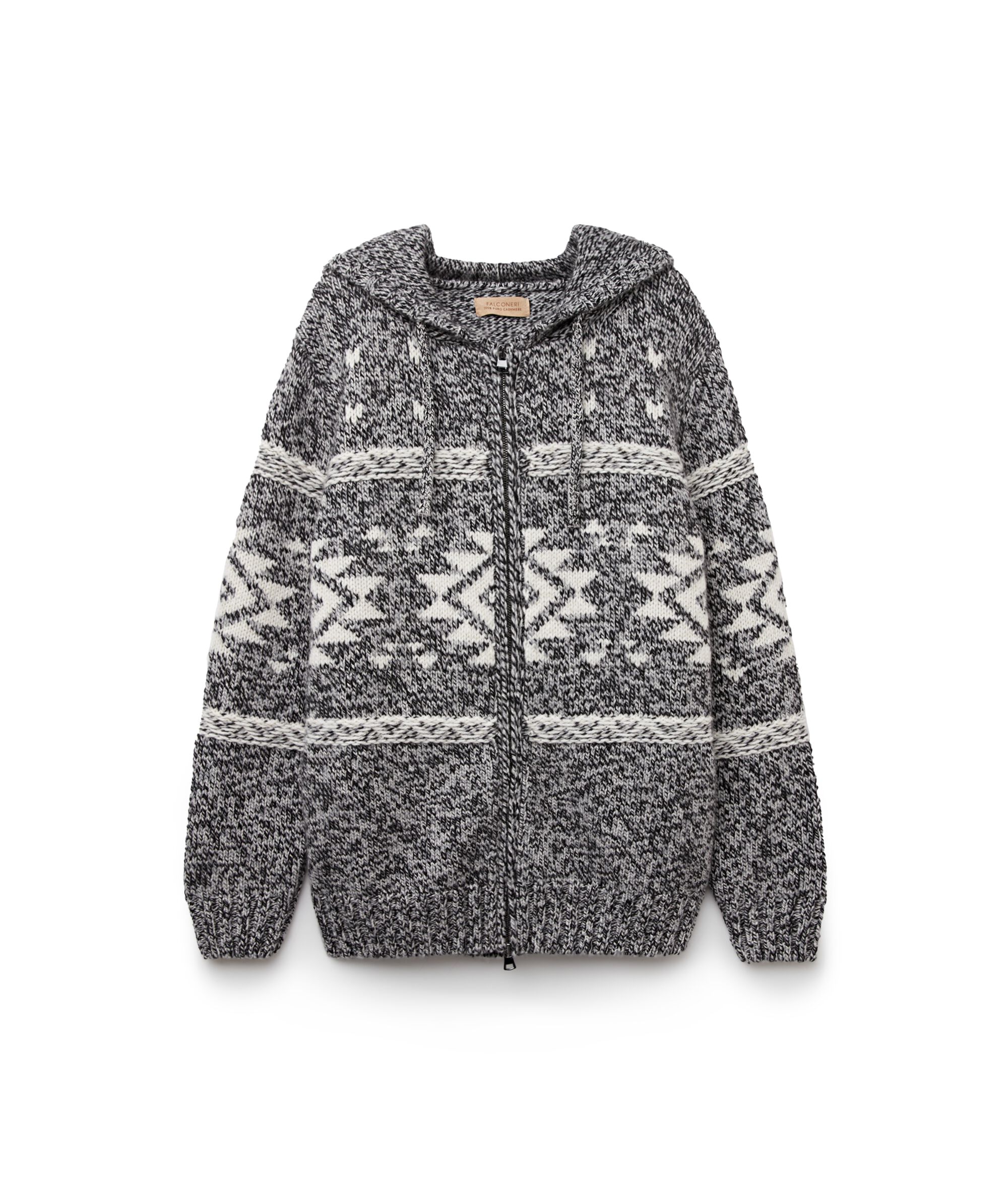 Mikina na zip z žakárové tkaniny muliné z kašmíru Ultrasoft