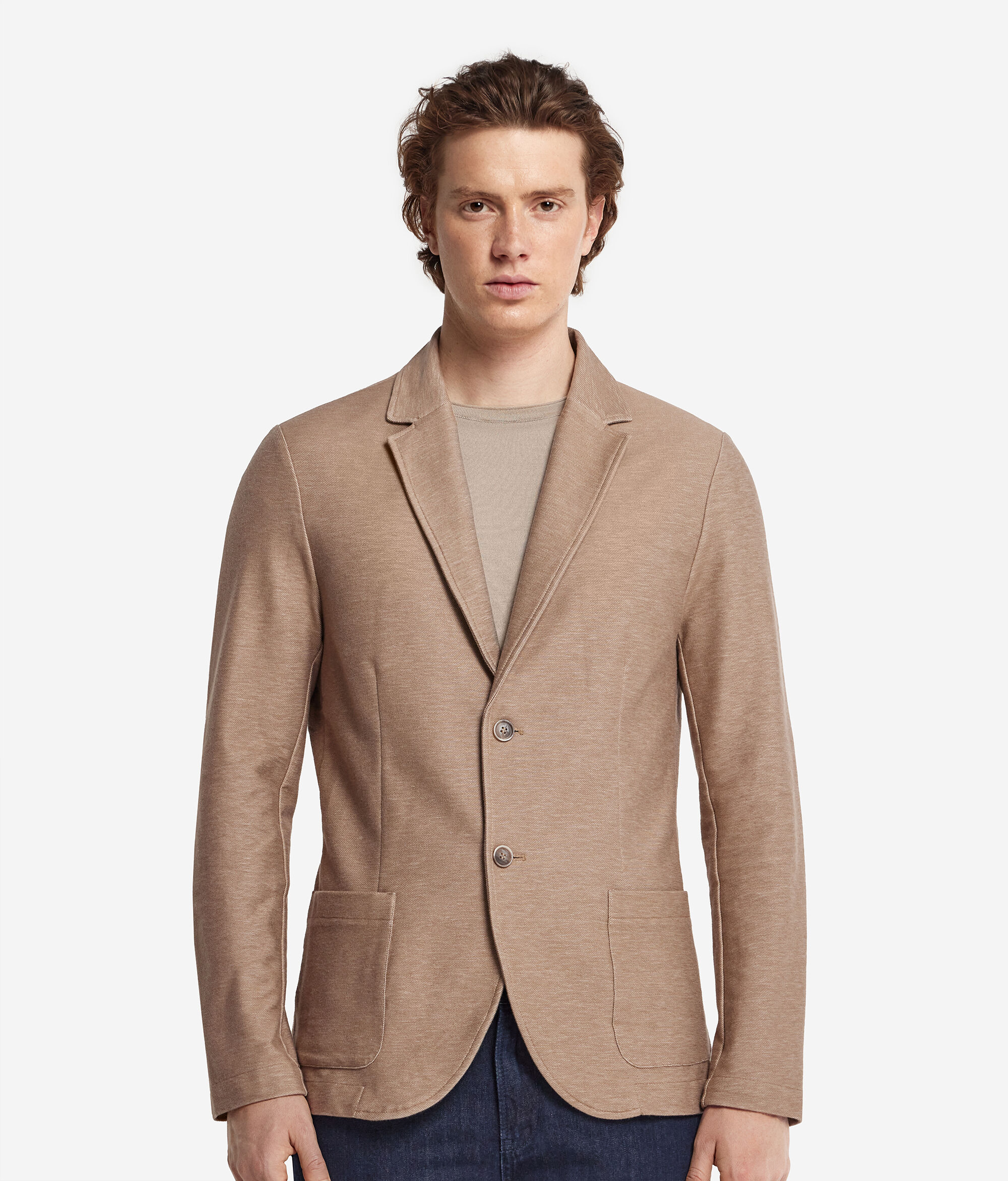 Denim-Effect Jersey Jacket