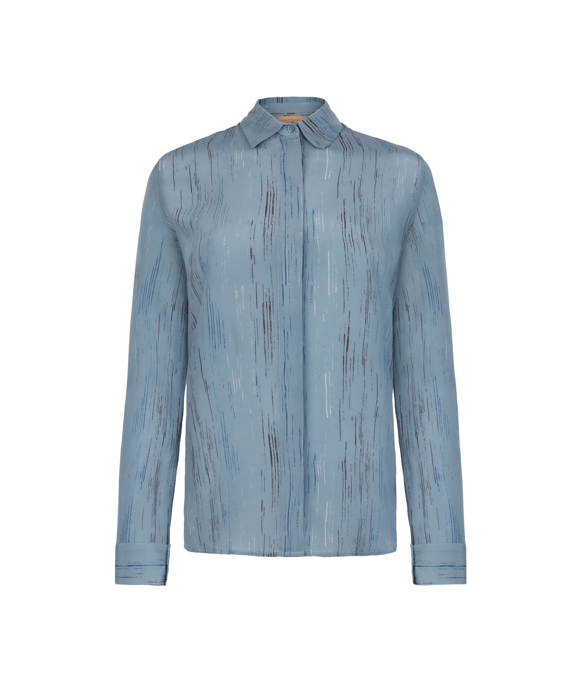 Camisa amb coll de seda estampada