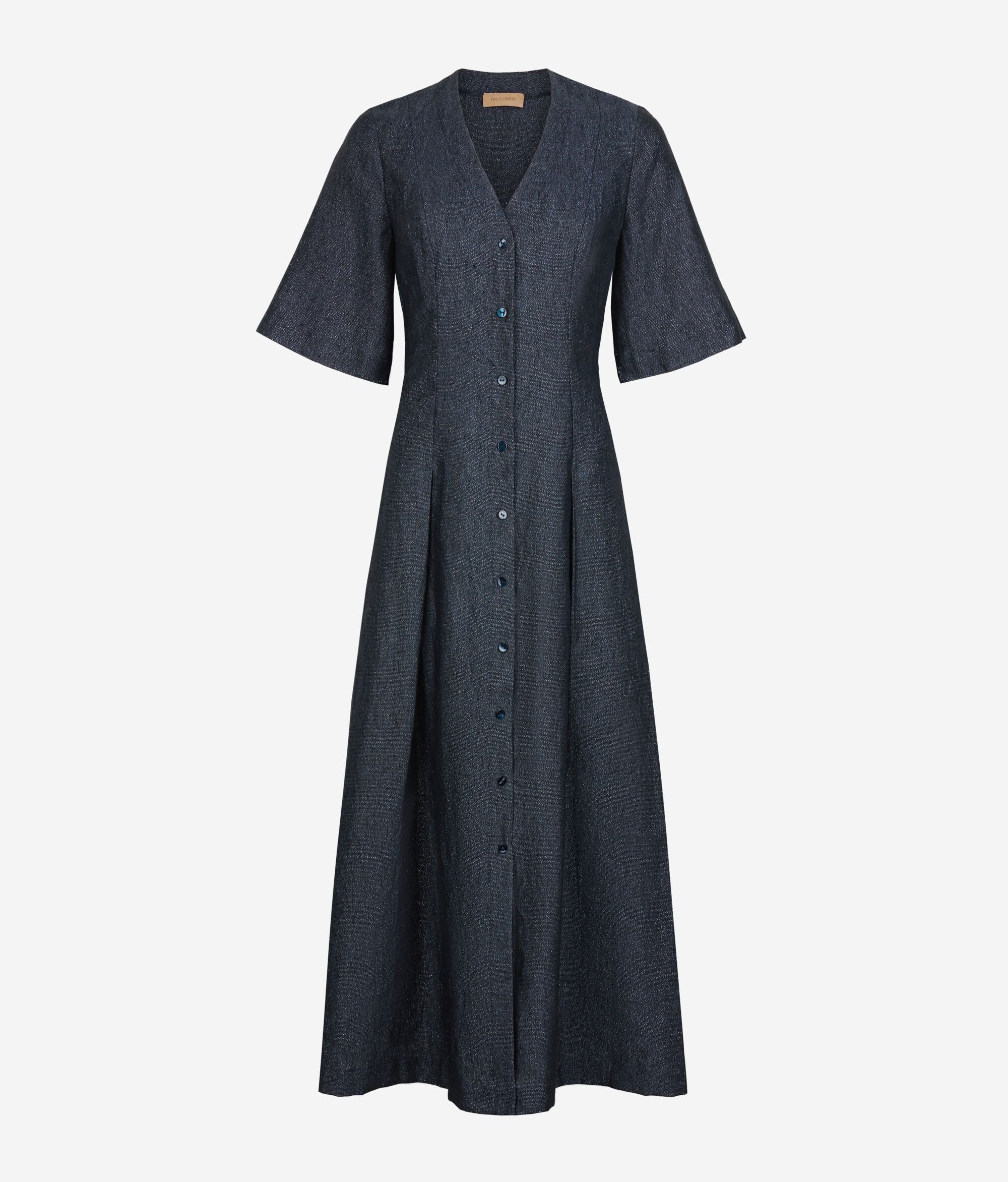 Abito lungo in lino lamé