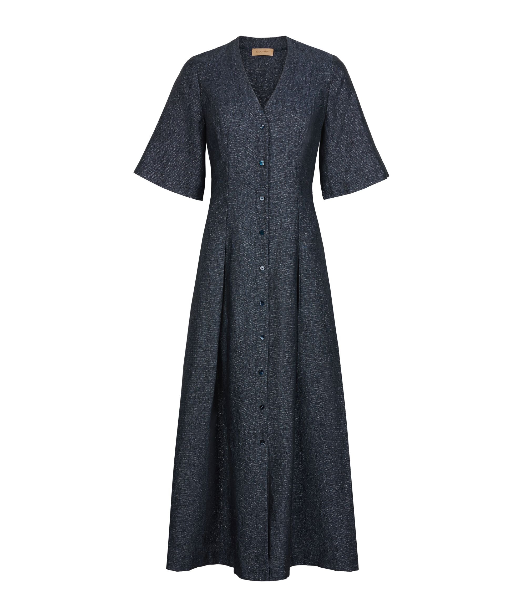 Abito lungo in lino lamé