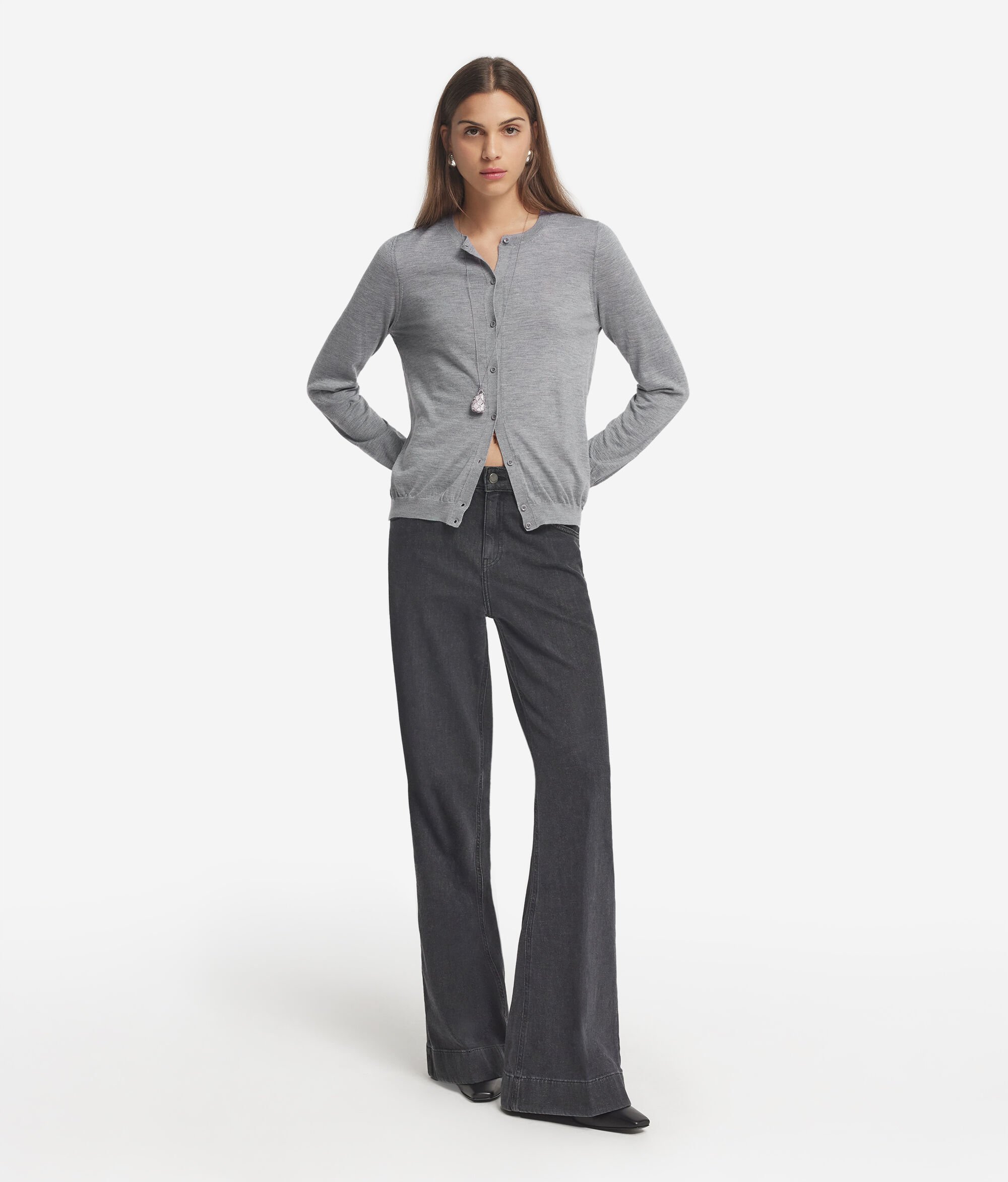 Crewneck Cardigan in Ultrafine Cashmere