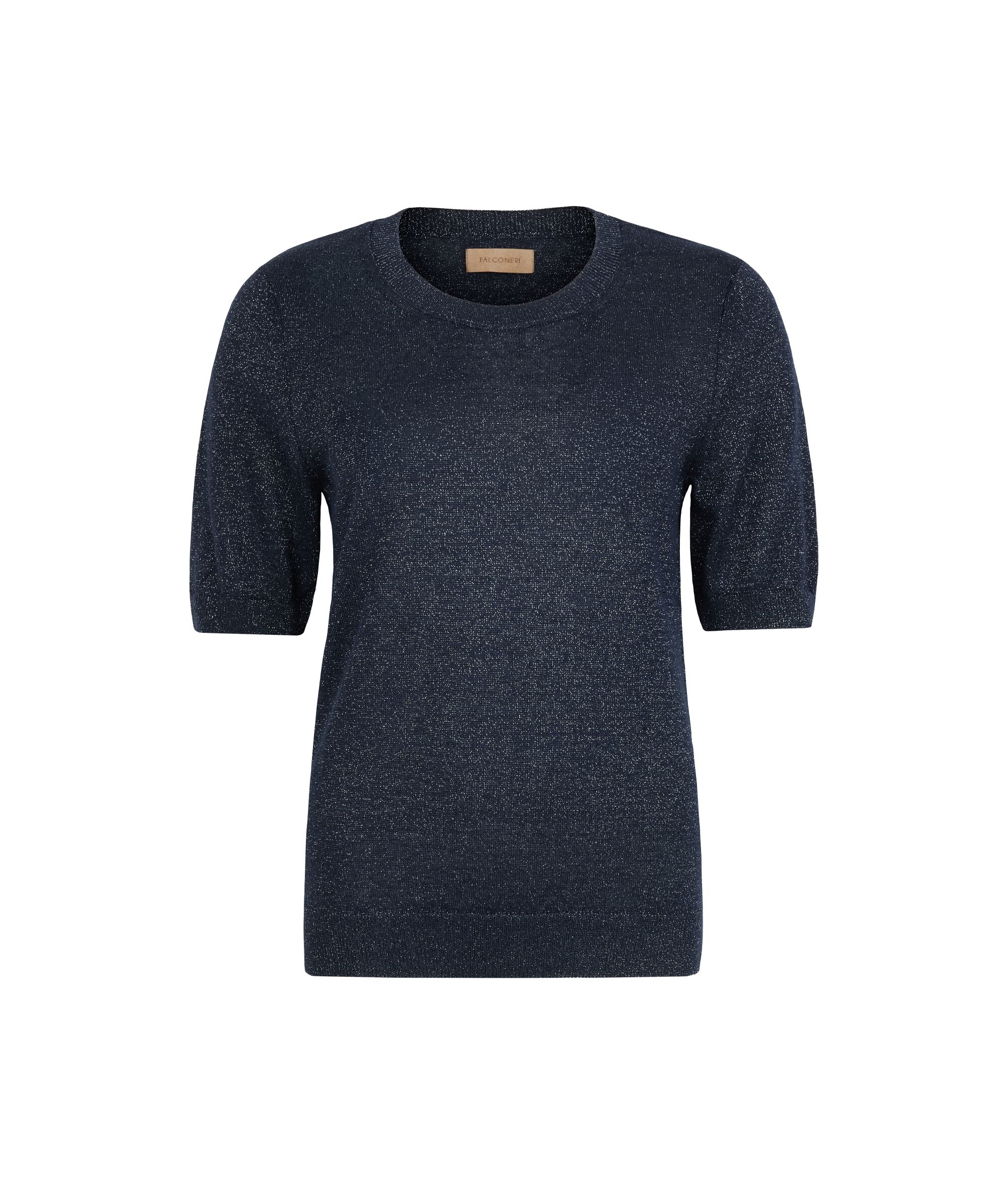 Crewneck in linen and cotton lamé