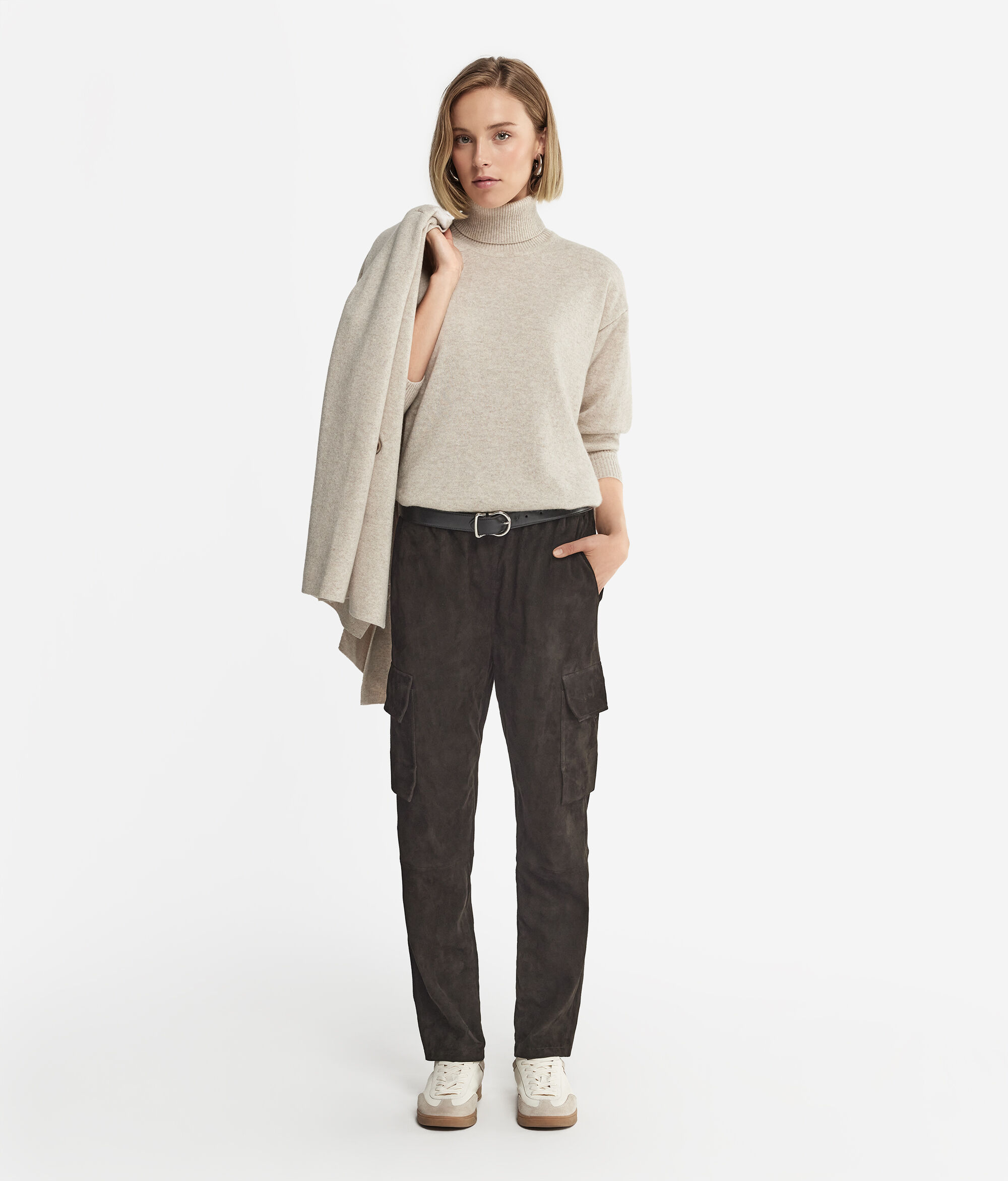 Ultrasoft Cashmere Turtleneck Sweater with Slits