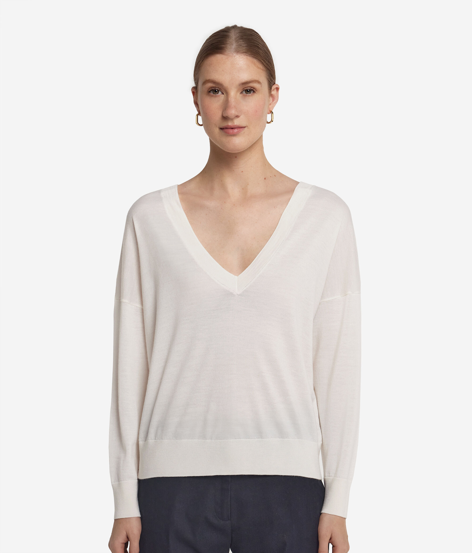 Ultrafine Cashmere Çift V Yaka Kazak