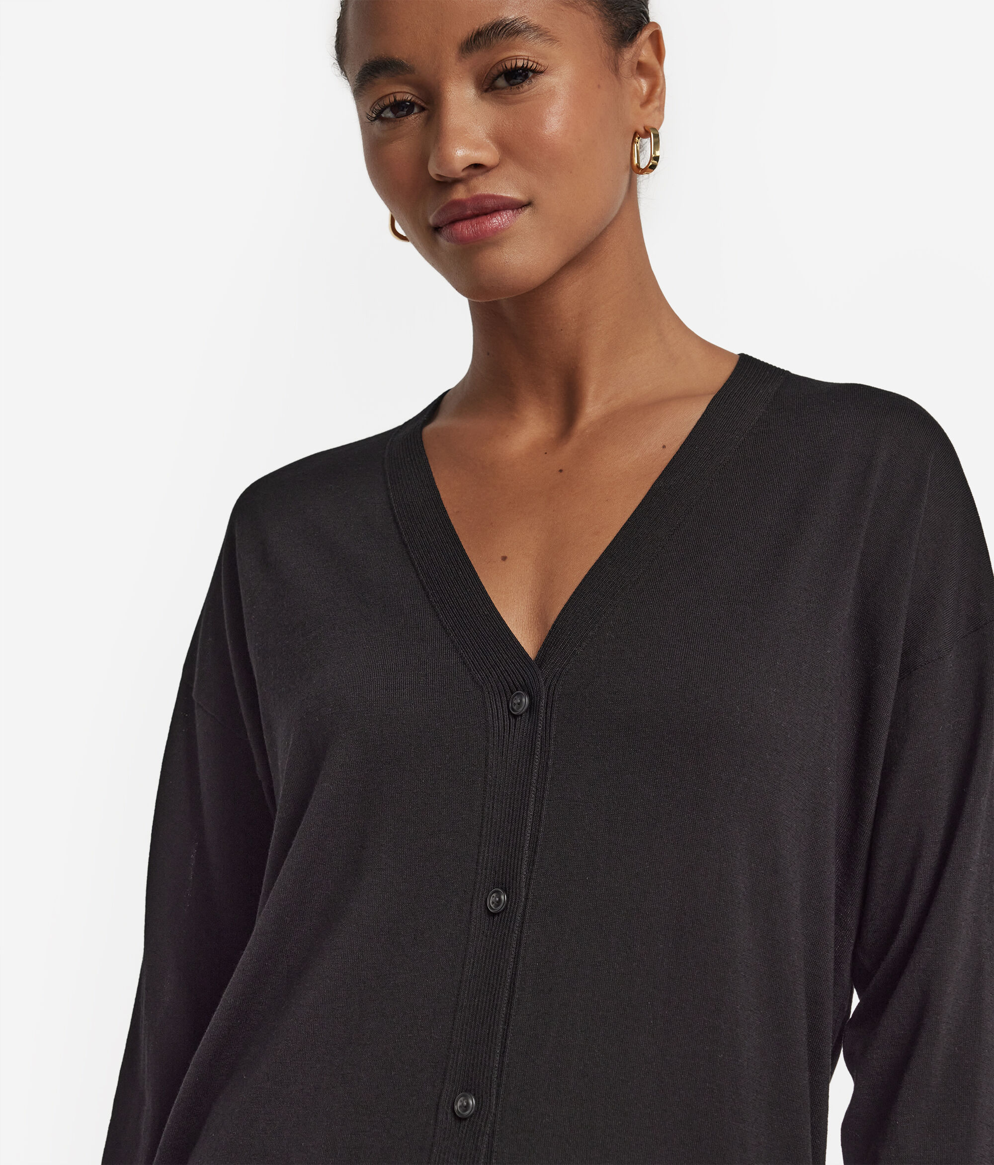 Cardigan mit langen Ärmeln aus Seide Baumwolle