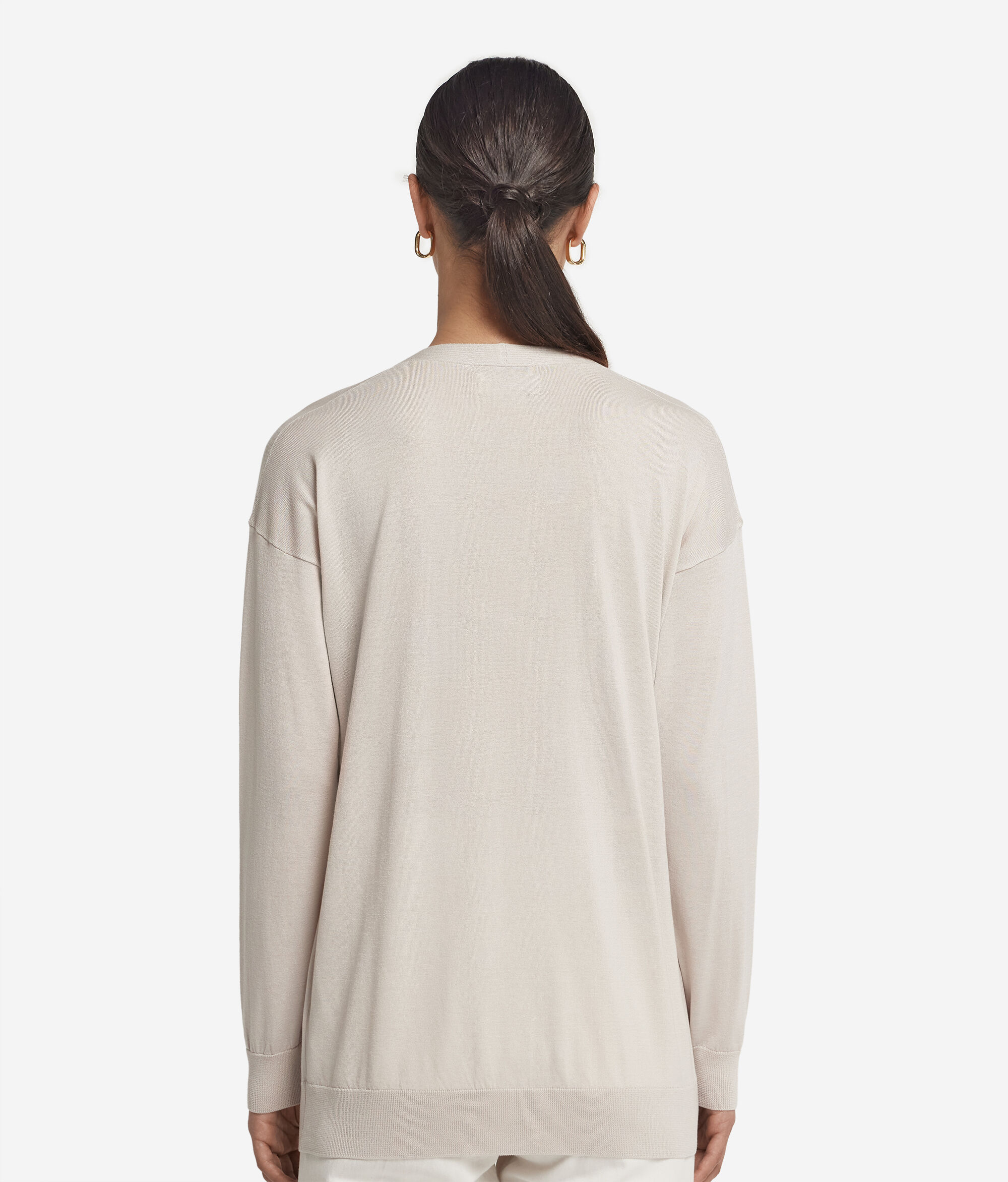 Long-Sleeve Silk Cotton Blend Cardigan
